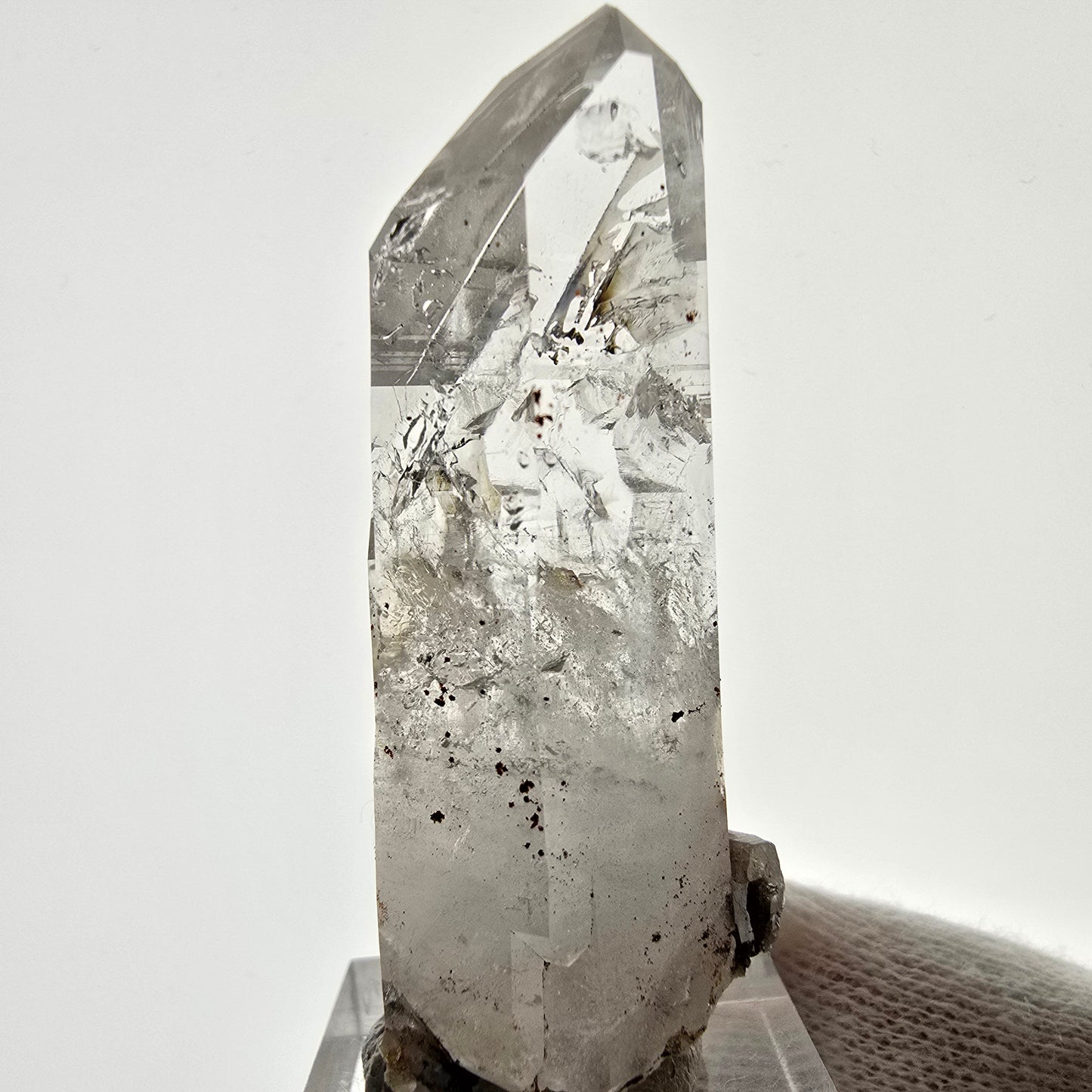Sceptre squelette en quartz fumé Enhydro, calcite, 1 pochette bulle Saint-Valentin, Namibie 57 x 26 x 21 mm