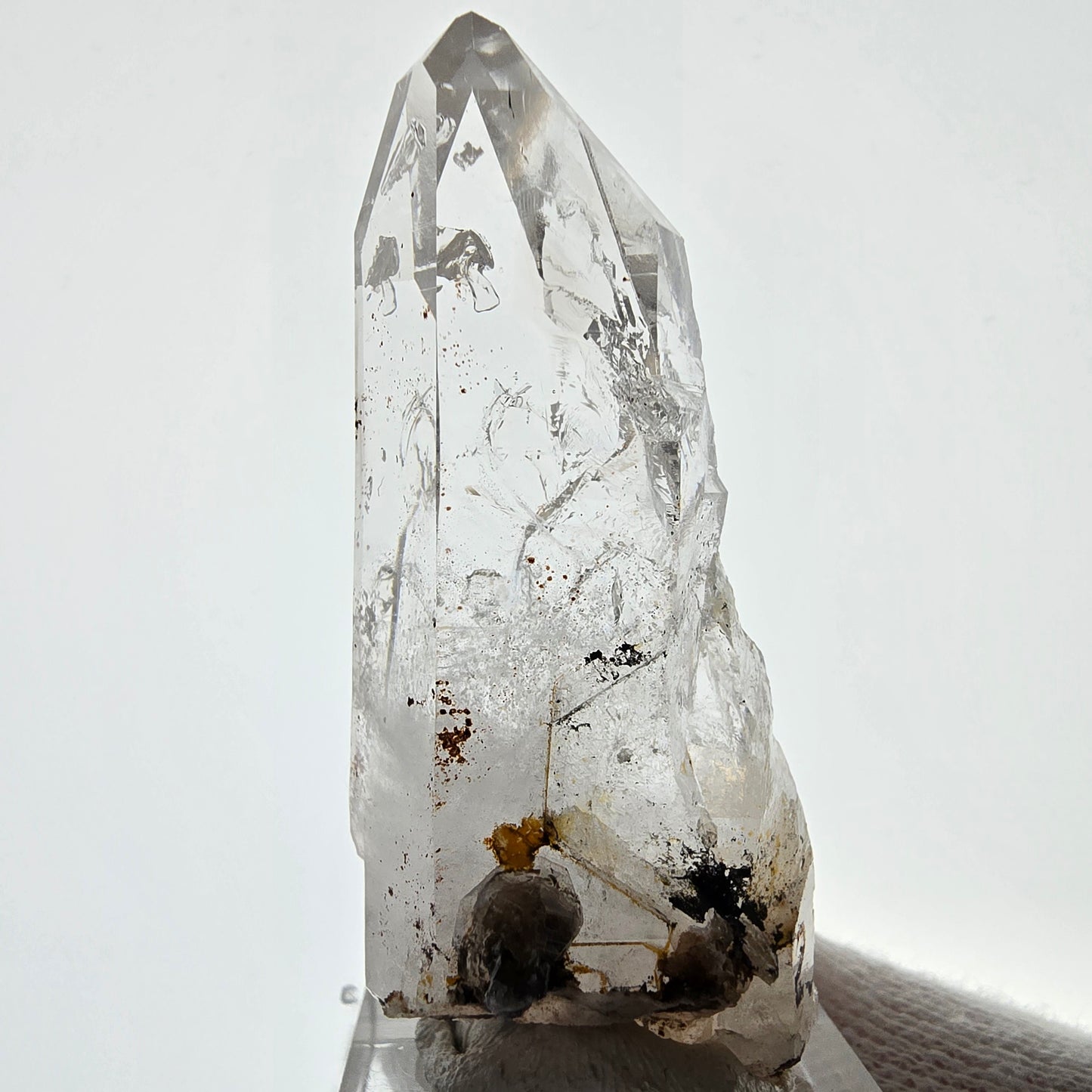 Sceptre squelette en quartz fumé Enhydro, calcite, 1 pochette bulle Saint-Valentin, Namibie 57 x 26 x 21 mm