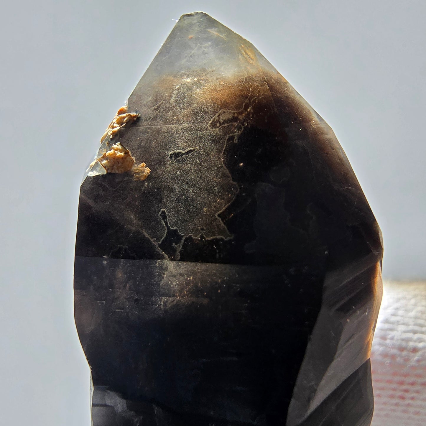 Sceptre de poche Saint-Valentin en quartz fumé fantôme squelette, Namibie 66 x 30 x 22 mm