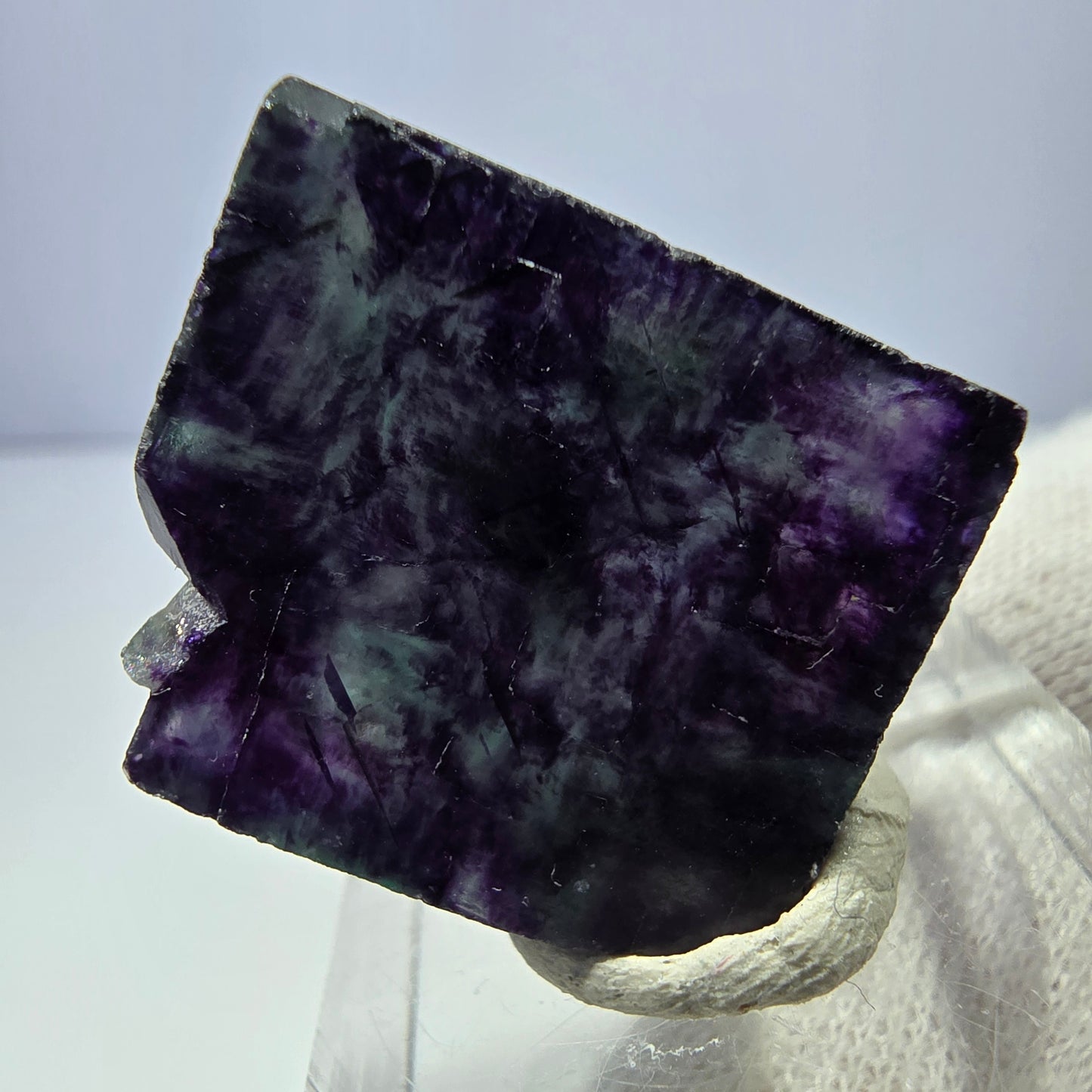 Seltener Phantom Fluorit Würfel, zonal grün lila Okorusu, Namibia 28*28*13mm