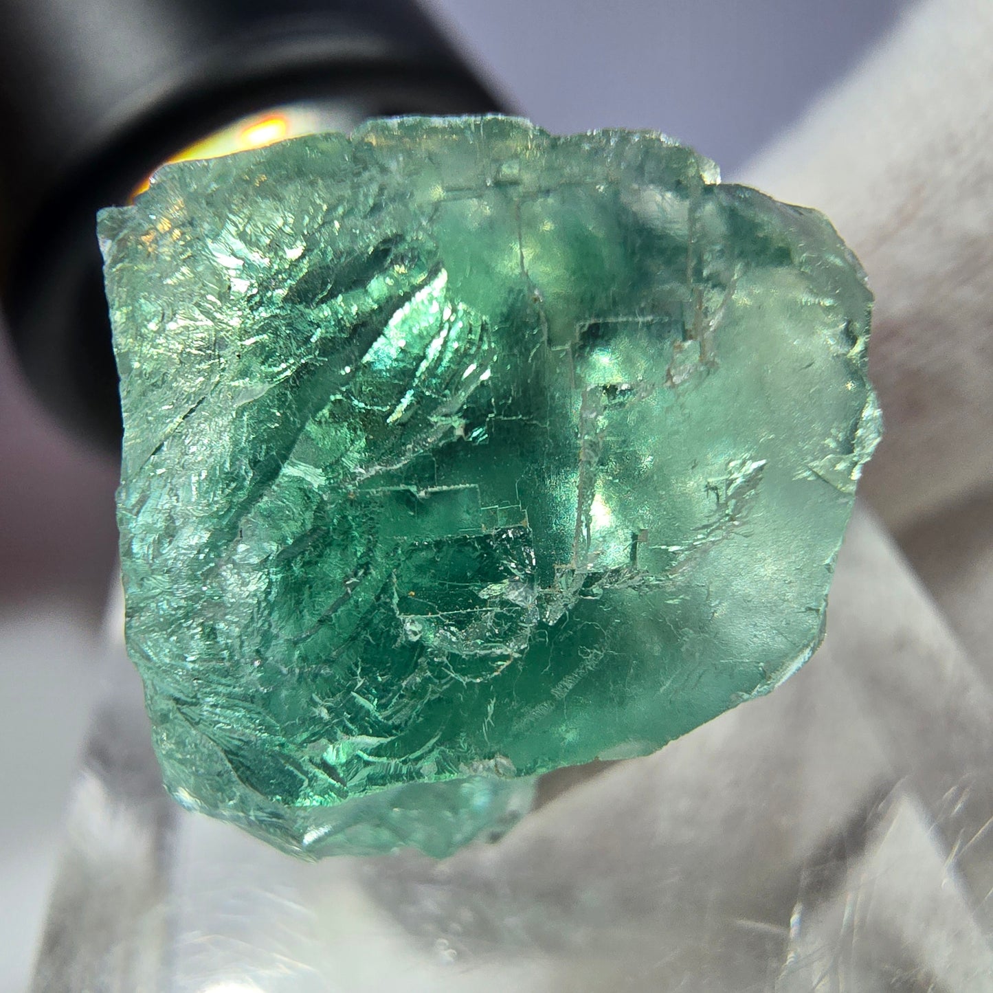 Seltener Phantom Fluorit Würfel, grün parkettiert Okorusu, Namibia 19*17*14mm