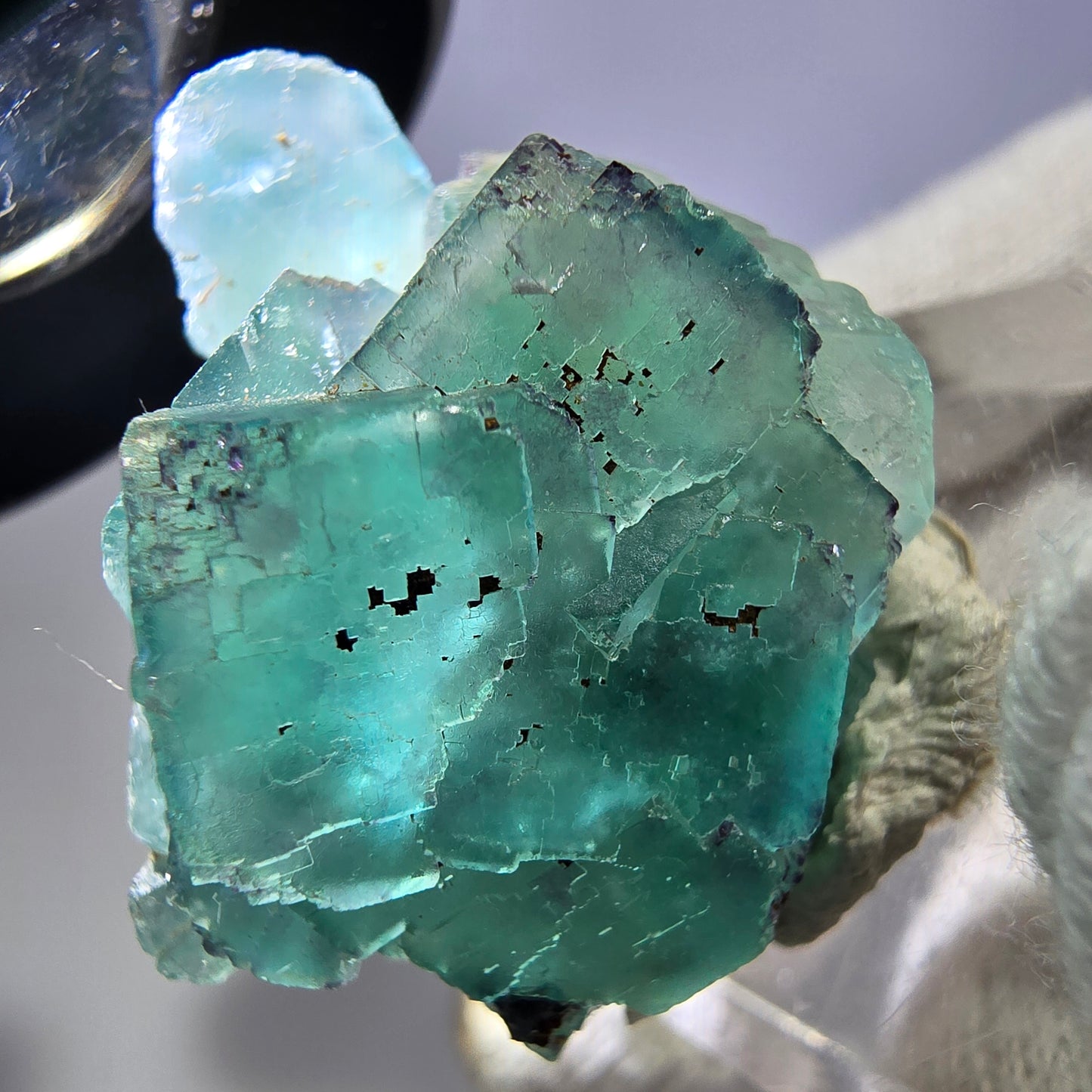 Spécimen de cube de fluorite fantôme parqueté zonal Okorusu, Namibie 34*27*19mm