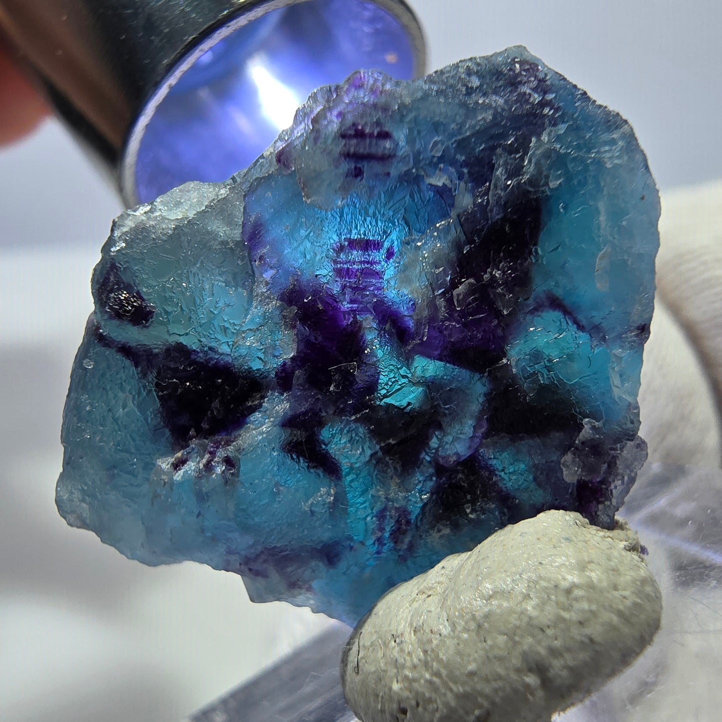 Spécimen de cube de fluorite fantôme, zonal – Nouvelle découverte ! Okorusu, Namibie, 25 x 22 x 10 mm