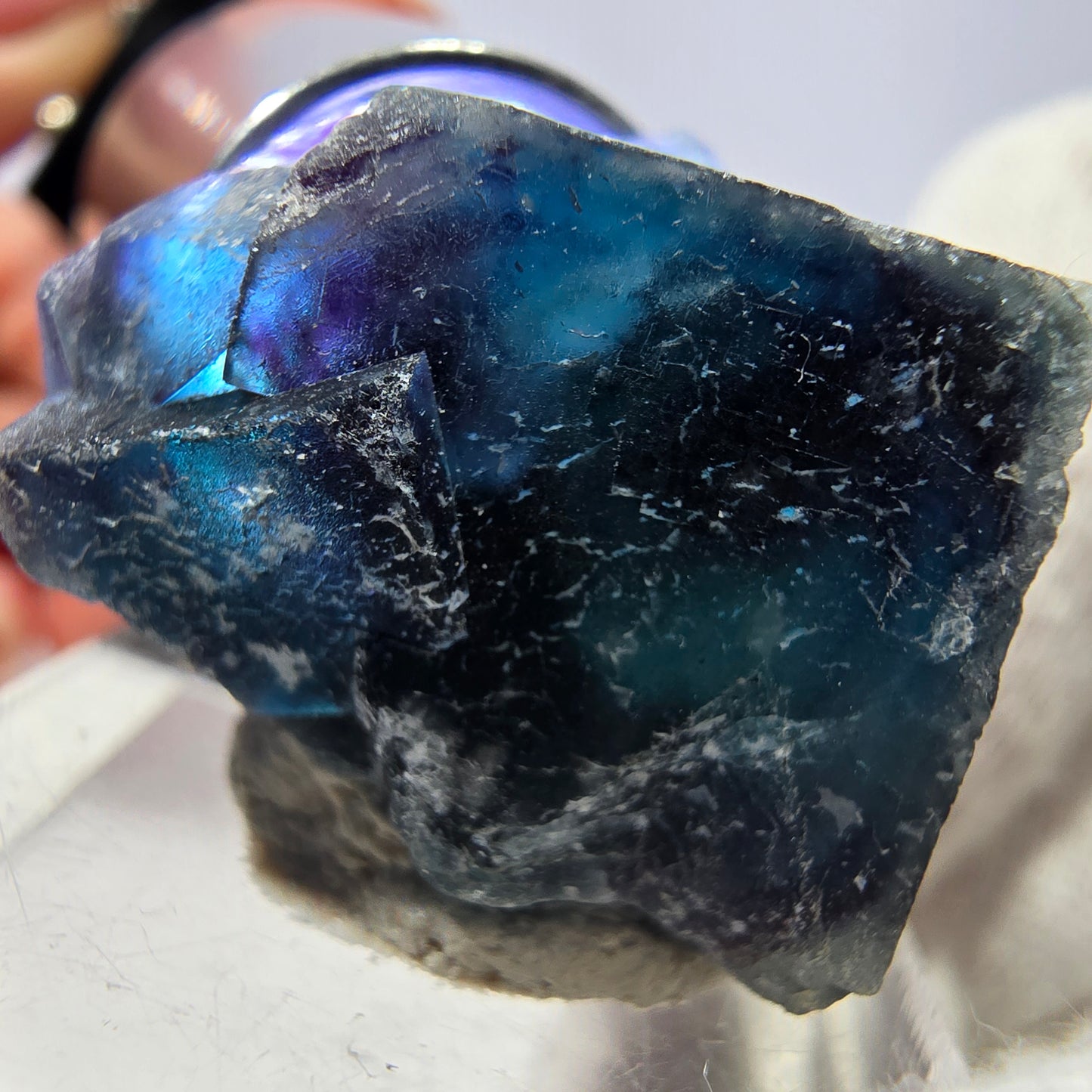 Spécimen de cube de fluorite fantôme, zonal – Nouvelle découverte ! Okorusu, Namibie, 27 x 19 x 21 mm