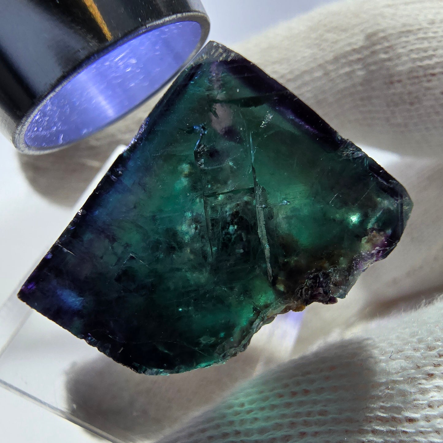 Rare cube de fluorite fantôme, vert violet zonal Okorusu, Namibie 30*27*20mm