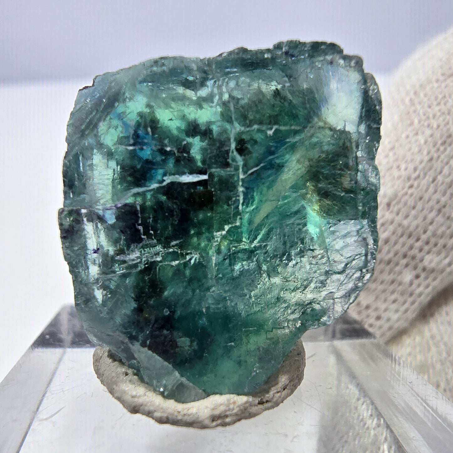 Rare cube de fluorite fantôme, vert parqueté Okorusu, Namibie 26*26*15mm