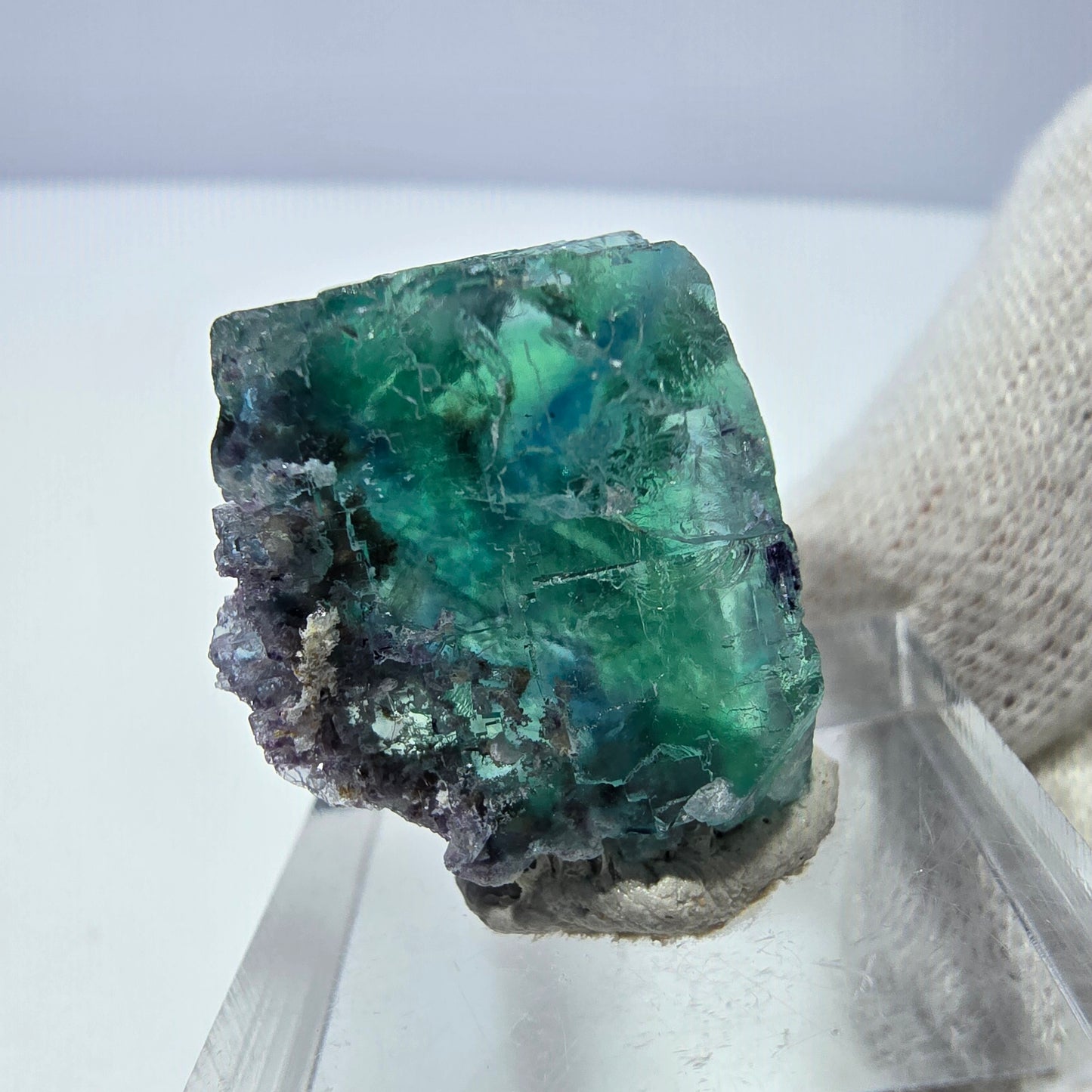 Rare cube de fluorite fantôme, vert parqueté Okorusu, Namibie 26*26*15mm