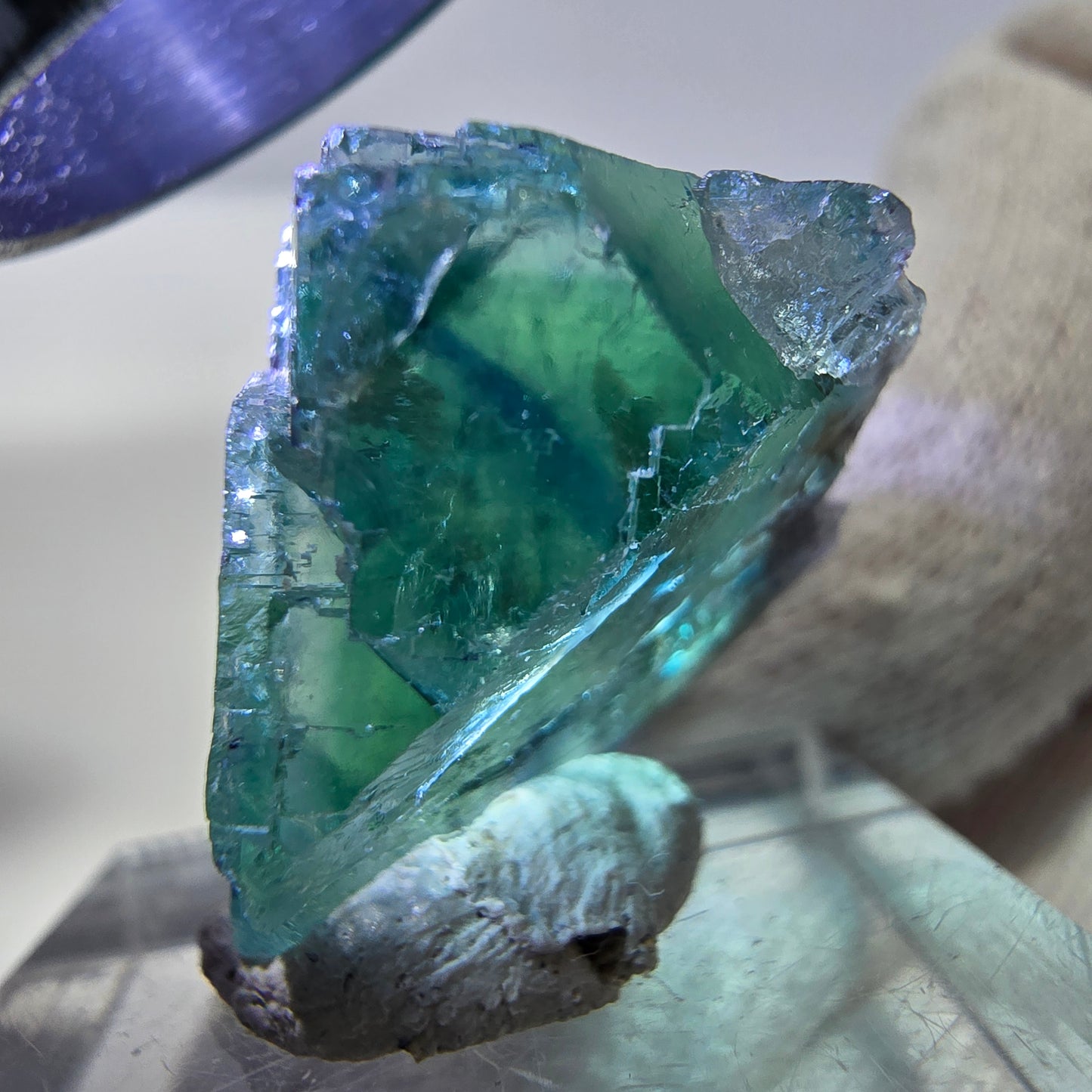 Rare cube de fluorite fantôme, vert parqueté Okorusu, Namibie 26*26*15mm
