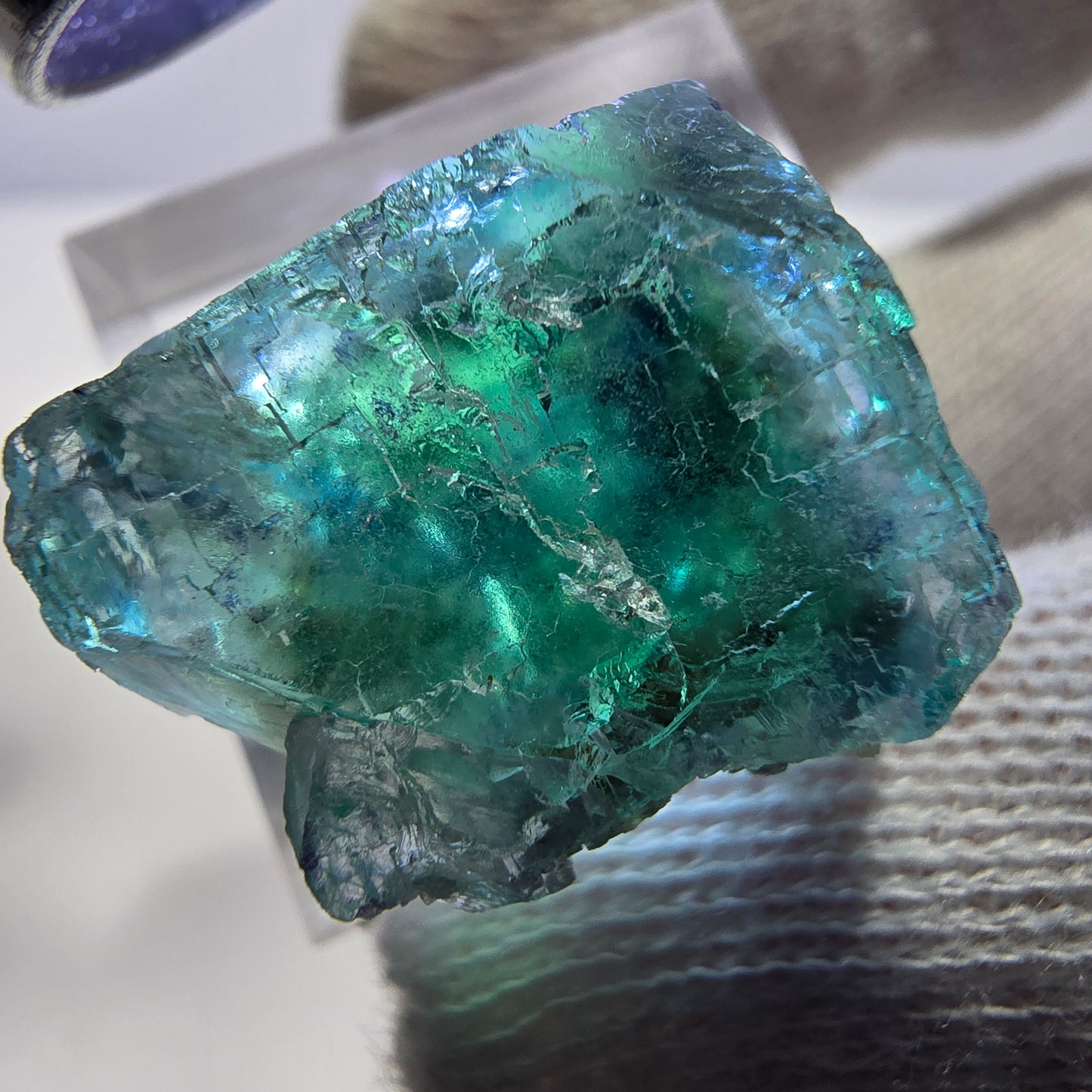Rare cube de fluorite fantôme, vert parqueté Okorusu, Namibie 26*26*15mm