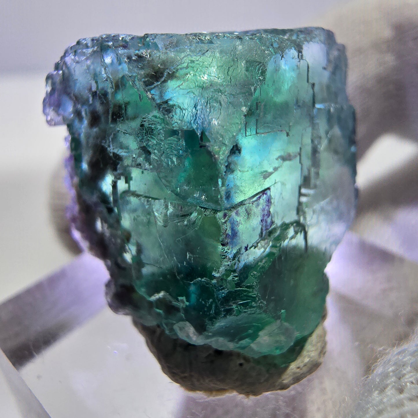 Rare cube de fluorite fantôme, vert parqueté Okorusu, Namibie 26*26*15mm