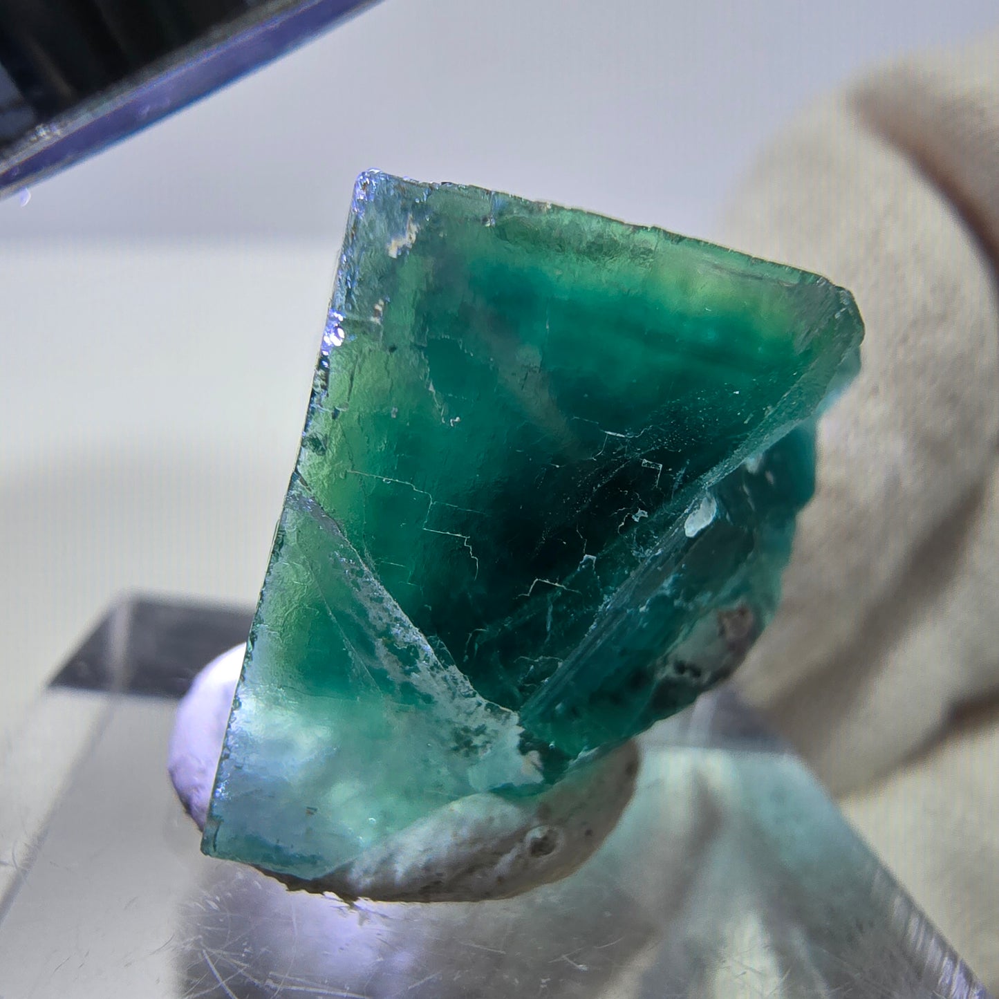 Rare cube de fluorite fantôme, vert violet, Okorusu, Namibie, 26 x 26 x 20 mm
