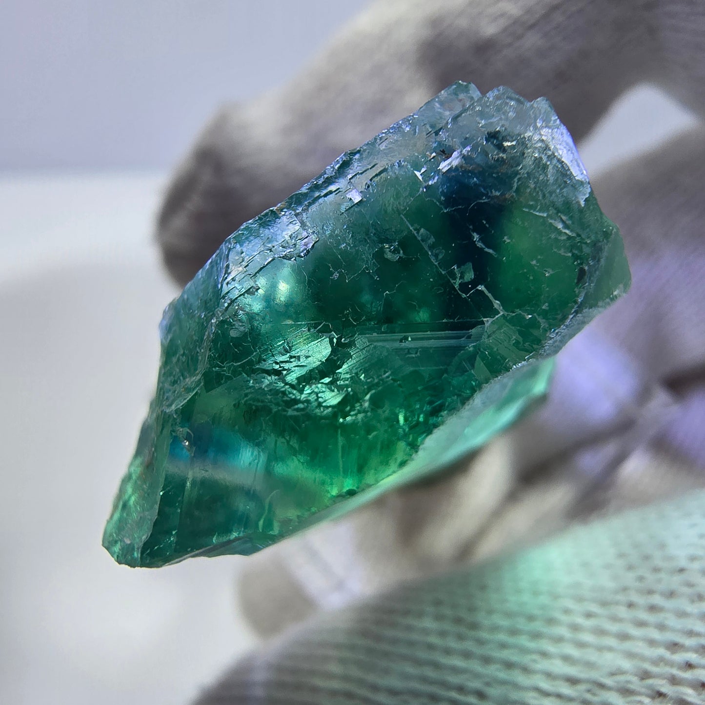 Spécimen de cube de fluorite fantôme, parqueté, vert turquoise Okorusu, Namibie 29*24*19mm
