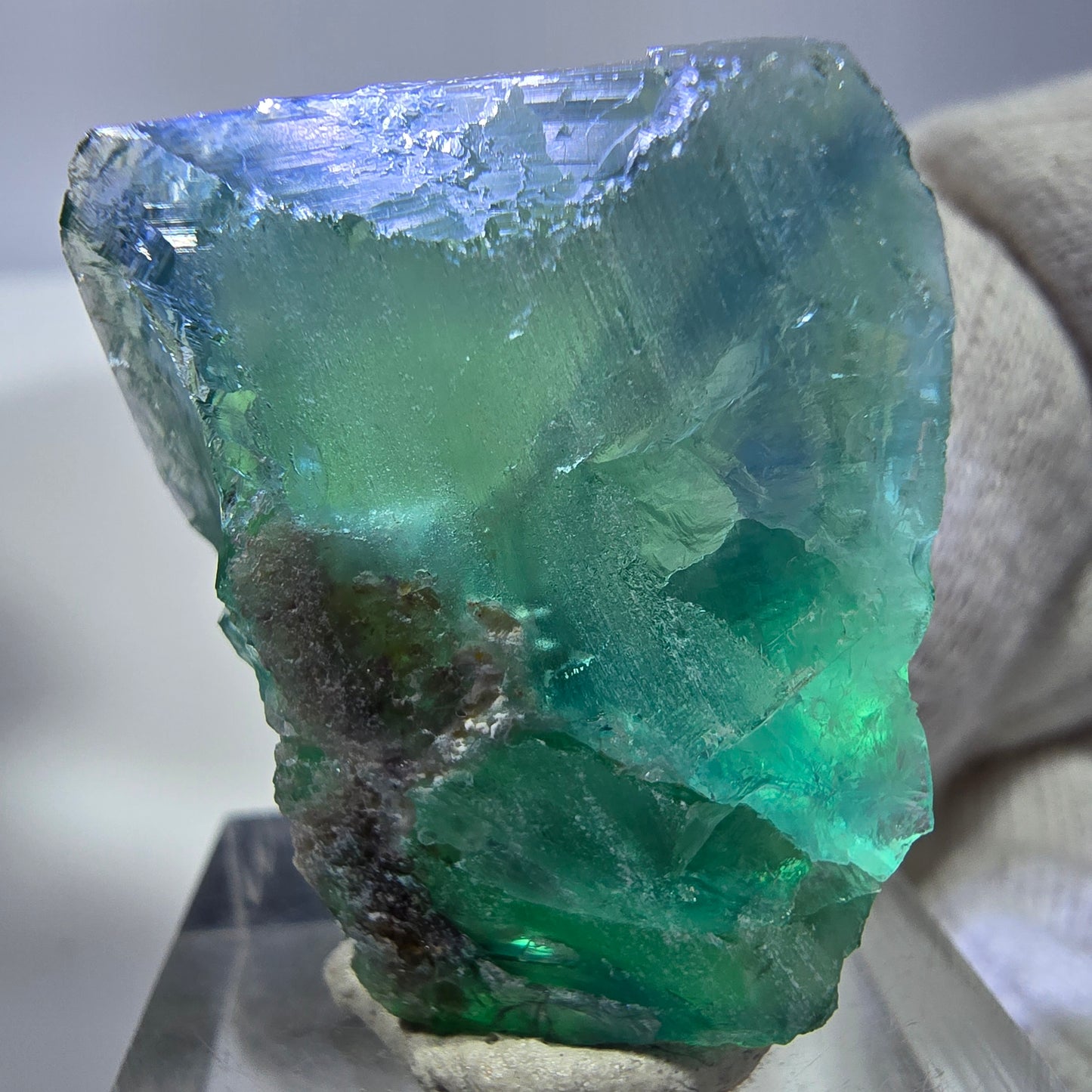 Spécimen de cube de fluorite fantôme, parqueté, vert turquoise Okorusu, Namibie 29*24*19mm
