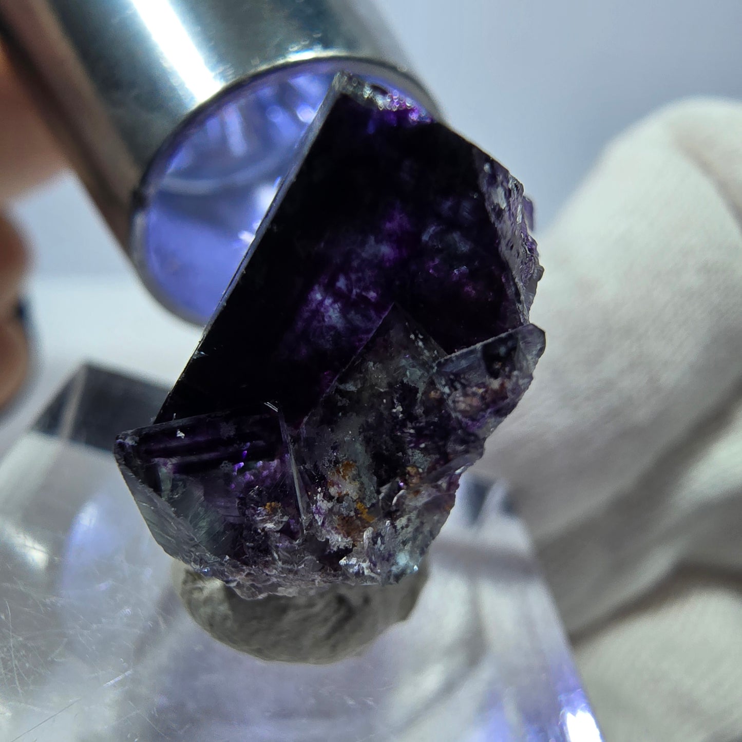 Spécimen de cube de fluorite fantôme zonal, vert violet Okorusu, Namibie 25*20*10 mm