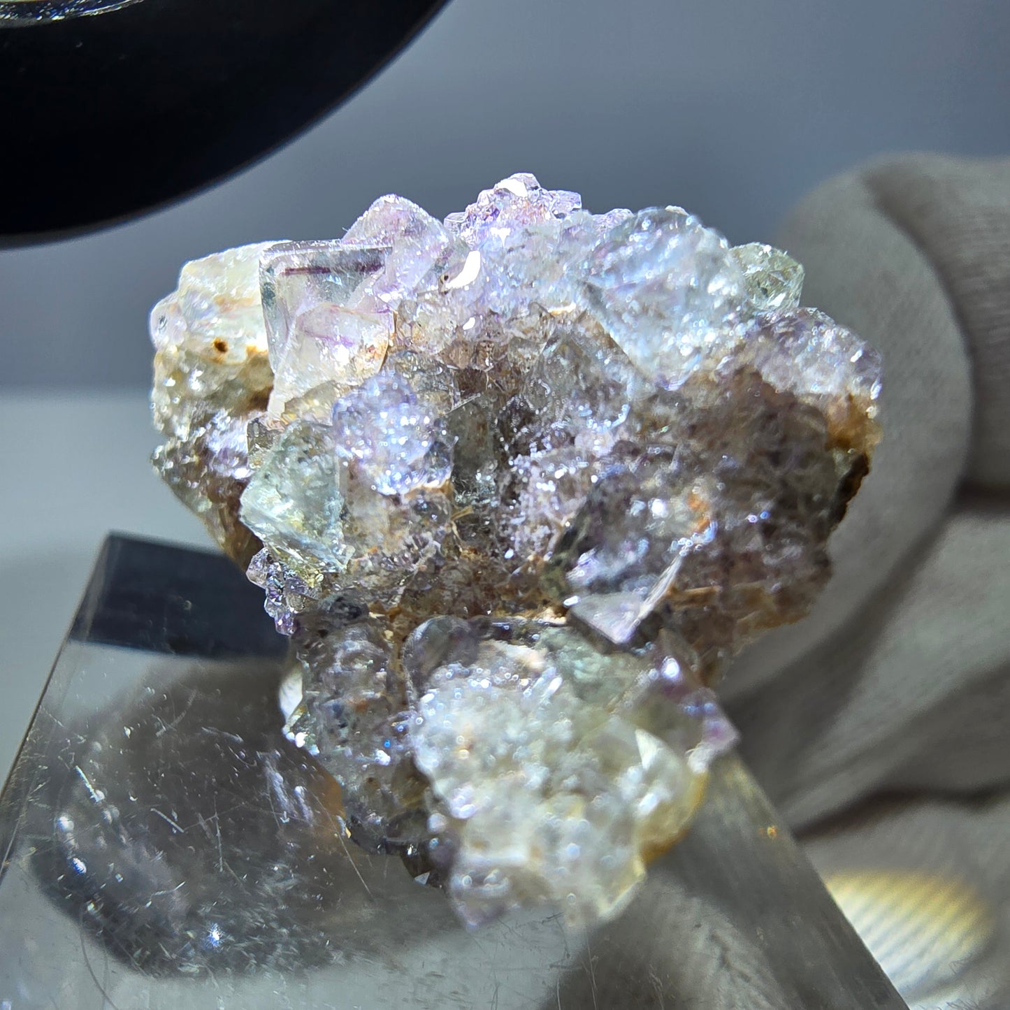 Spécimen zonal de cube de fluorite fantôme, vert violet, Okorusu, Namibie 35 x 22 x 19 mm