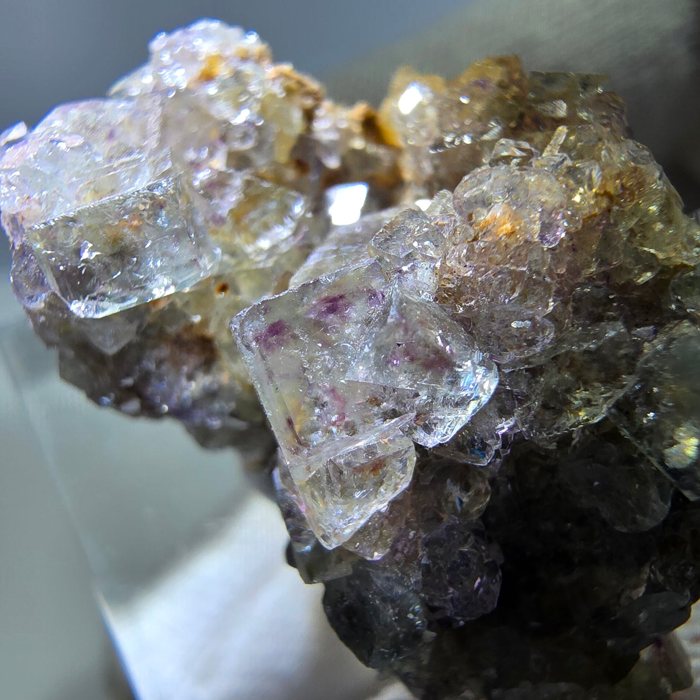Spécimen zonal de cube de fluorite fantôme, vert violet, Okorusu, Namibie 35 x 22 x 19 mm