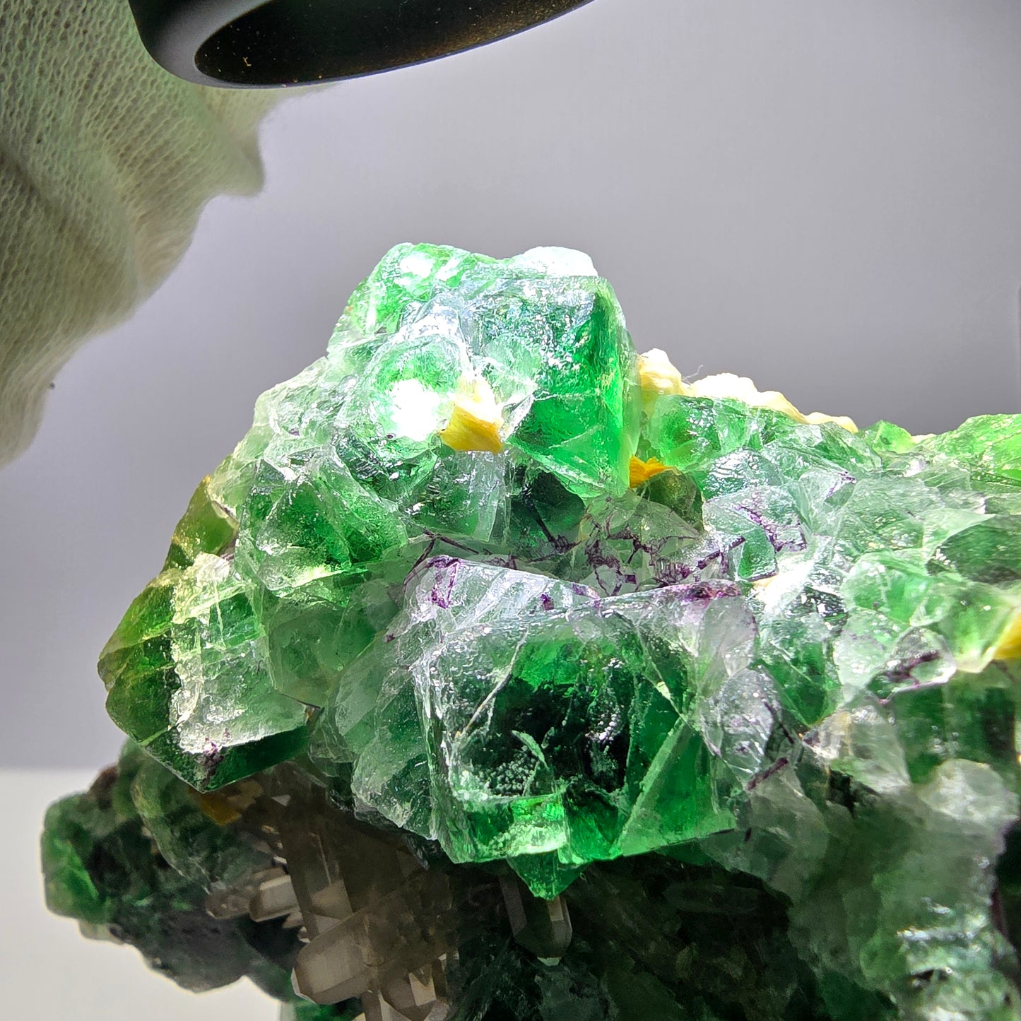 Fluorite fantôme XL, muscovite, hyalite, quartz fumé, tourmaline Schörl, Erongo, Namibie, 134 x 100 x 77 mm