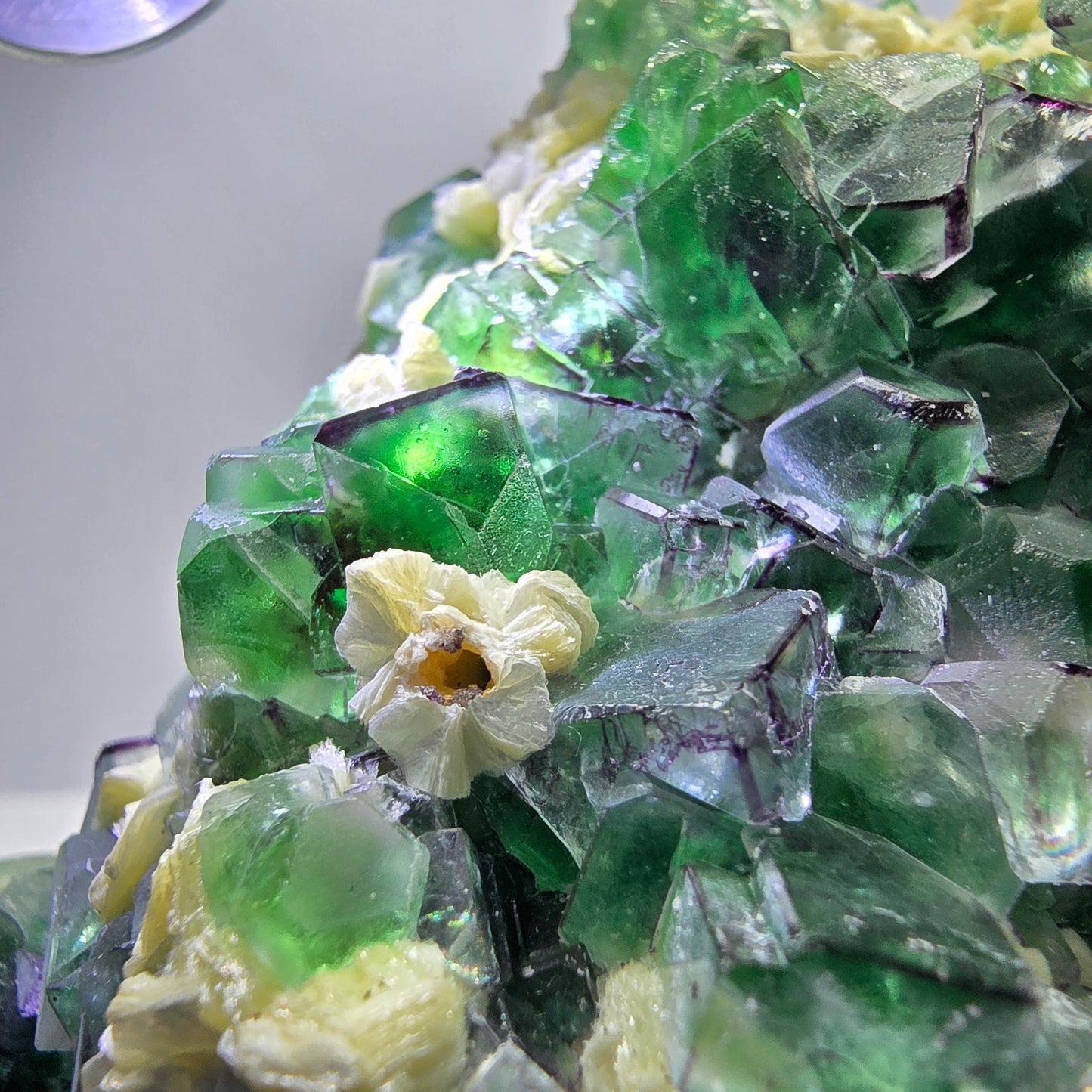 Fluorite fantôme XL, muscovite, hyalite, quartz fumé, tourmaline Schörl, Erongo, Namibie, 134 x 100 x 77 mm