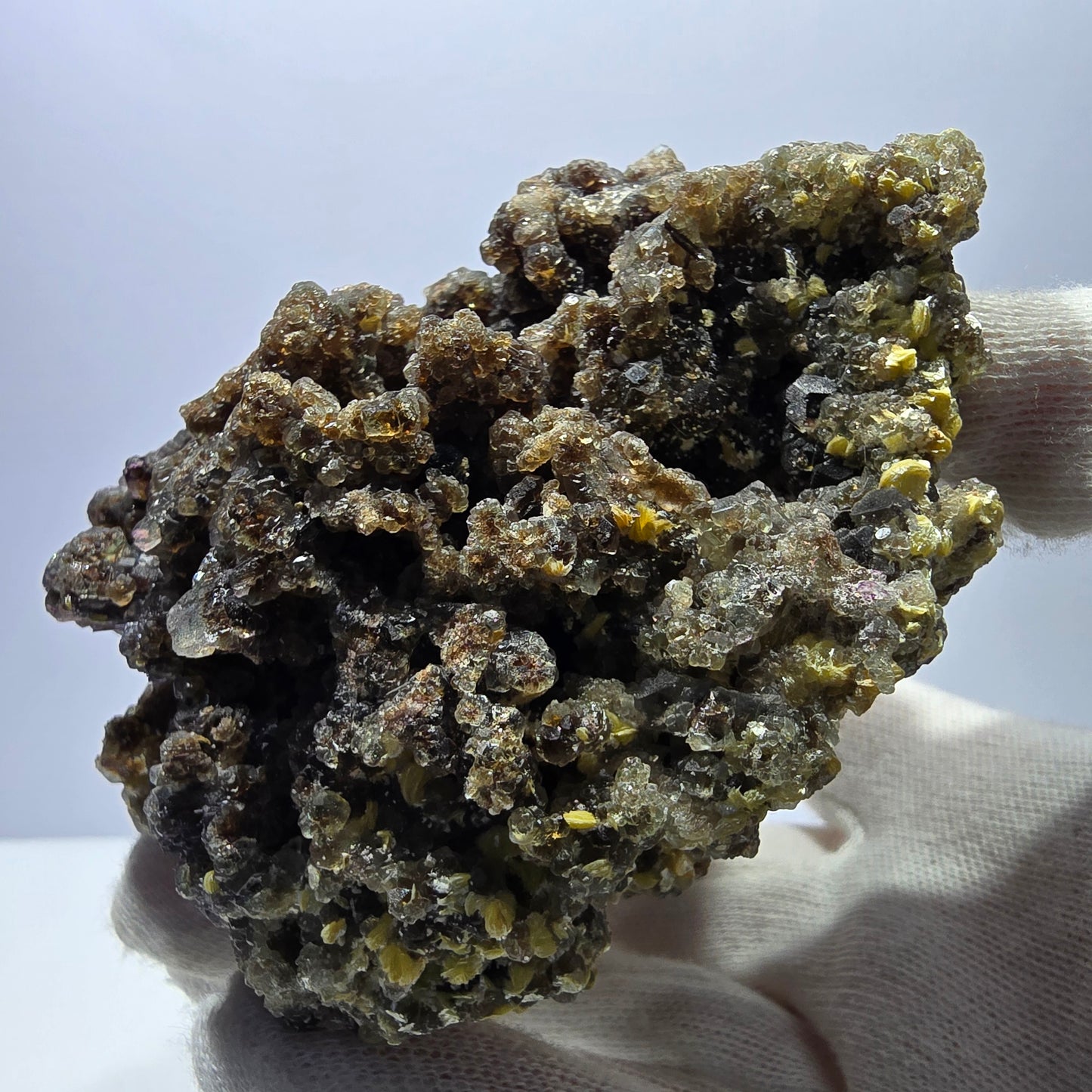Fluorite fantôme XL, muscovite, hyalite, quartz fumé, tourmaline Schörl, Erongo, Namibie, 100 x 97 x 69 mm
