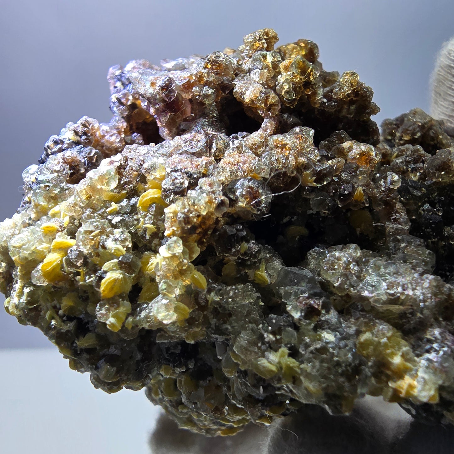 Fluorite fantôme XL, muscovite, hyalite, quartz fumé, tourmaline Schörl, Erongo, Namibie, 100 x 97 x 69 mm