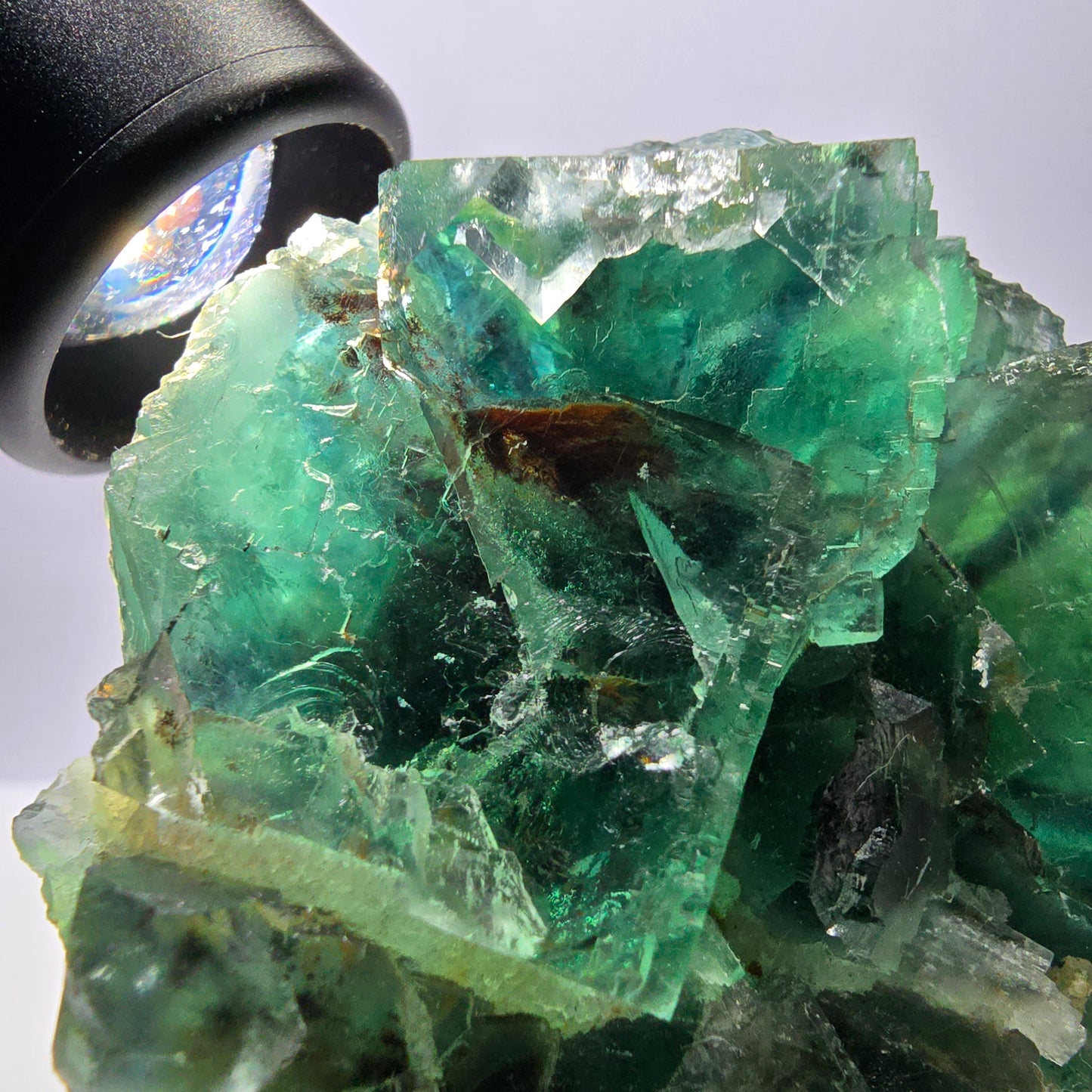Grand spécimen de cube de fluorite fantôme, vert parqueté Okorusu, Namibie 84*80*40 mm