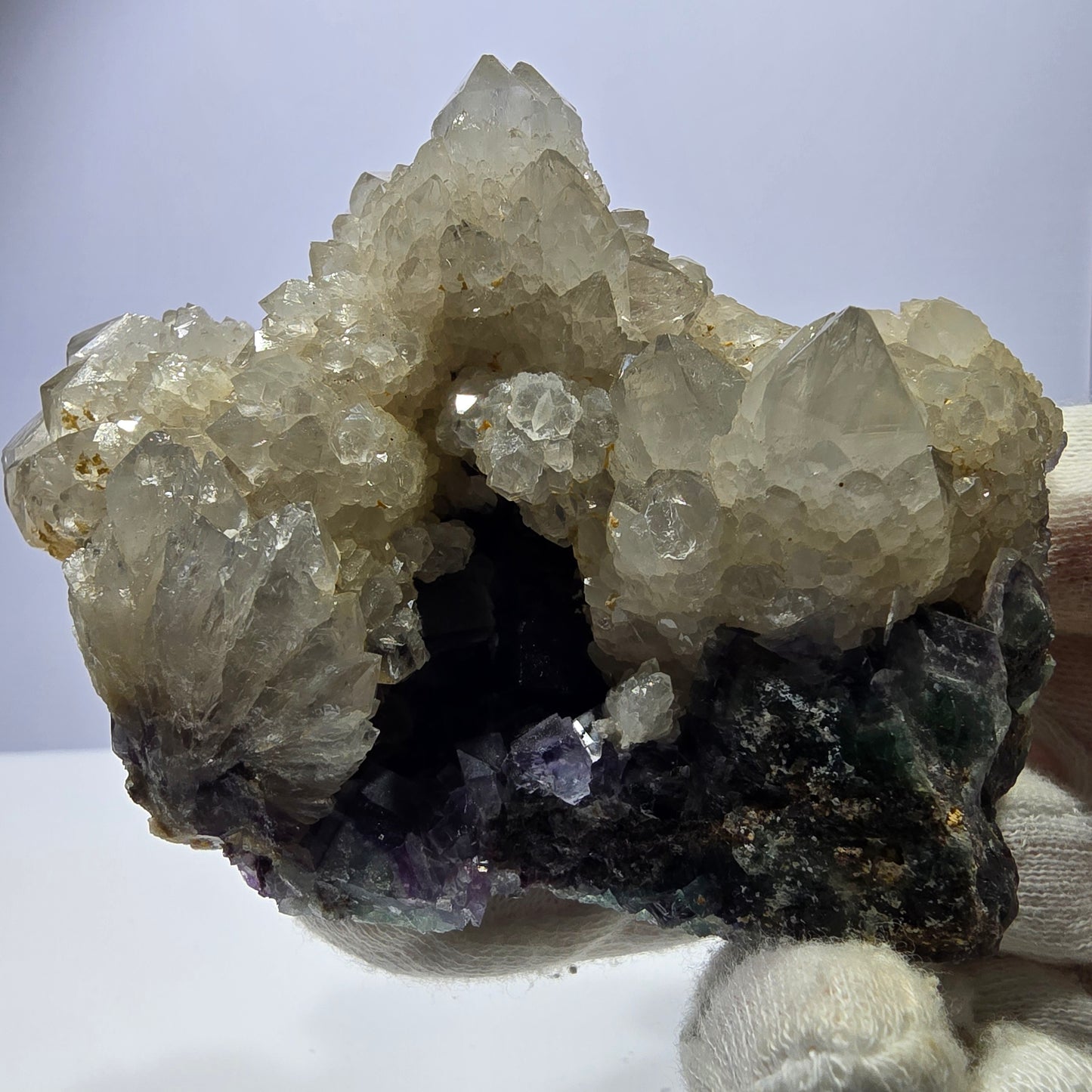 Grand cube de fluorite fantôme, spécimen de quartz violet-vert Okorusu, Namibie 102 x 78 x 57 mm