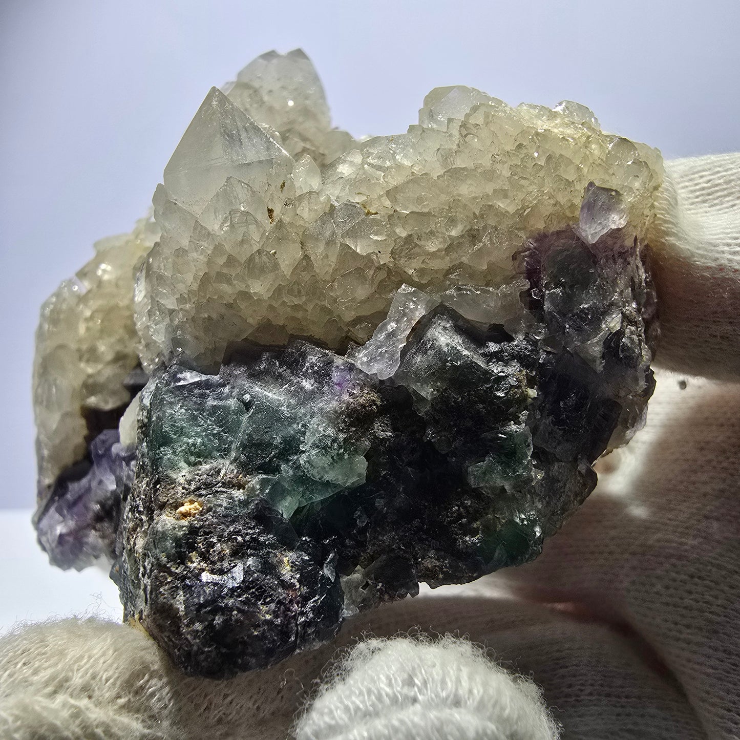 Grand cube de fluorite fantôme, spécimen de quartz violet-vert Okorusu, Namibie 102 x 78 x 57 mm