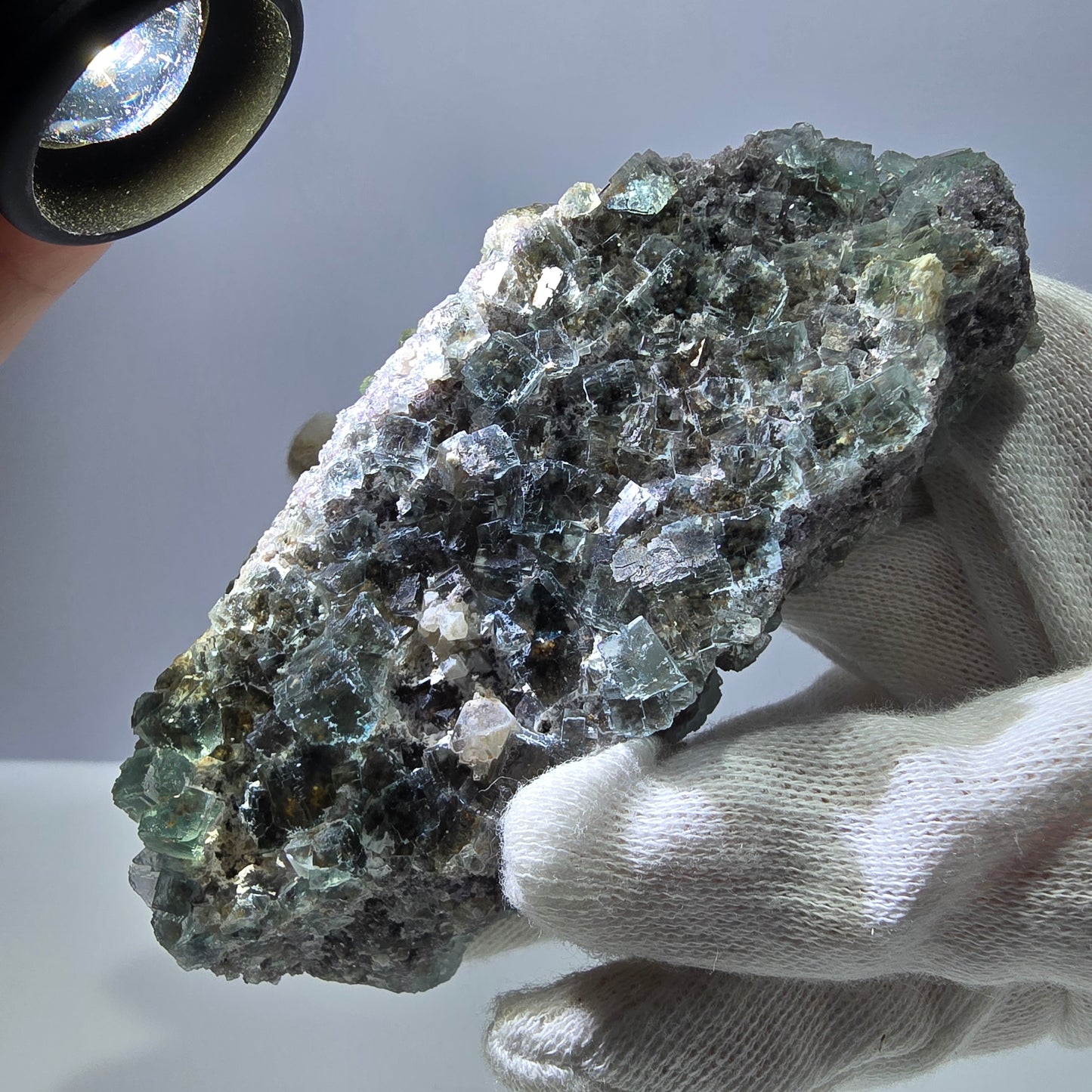 Große Phantom Fluorit Würfel, Quarz Stufe, doppelseitig grün Okorusu Namibia 110*53*36mm