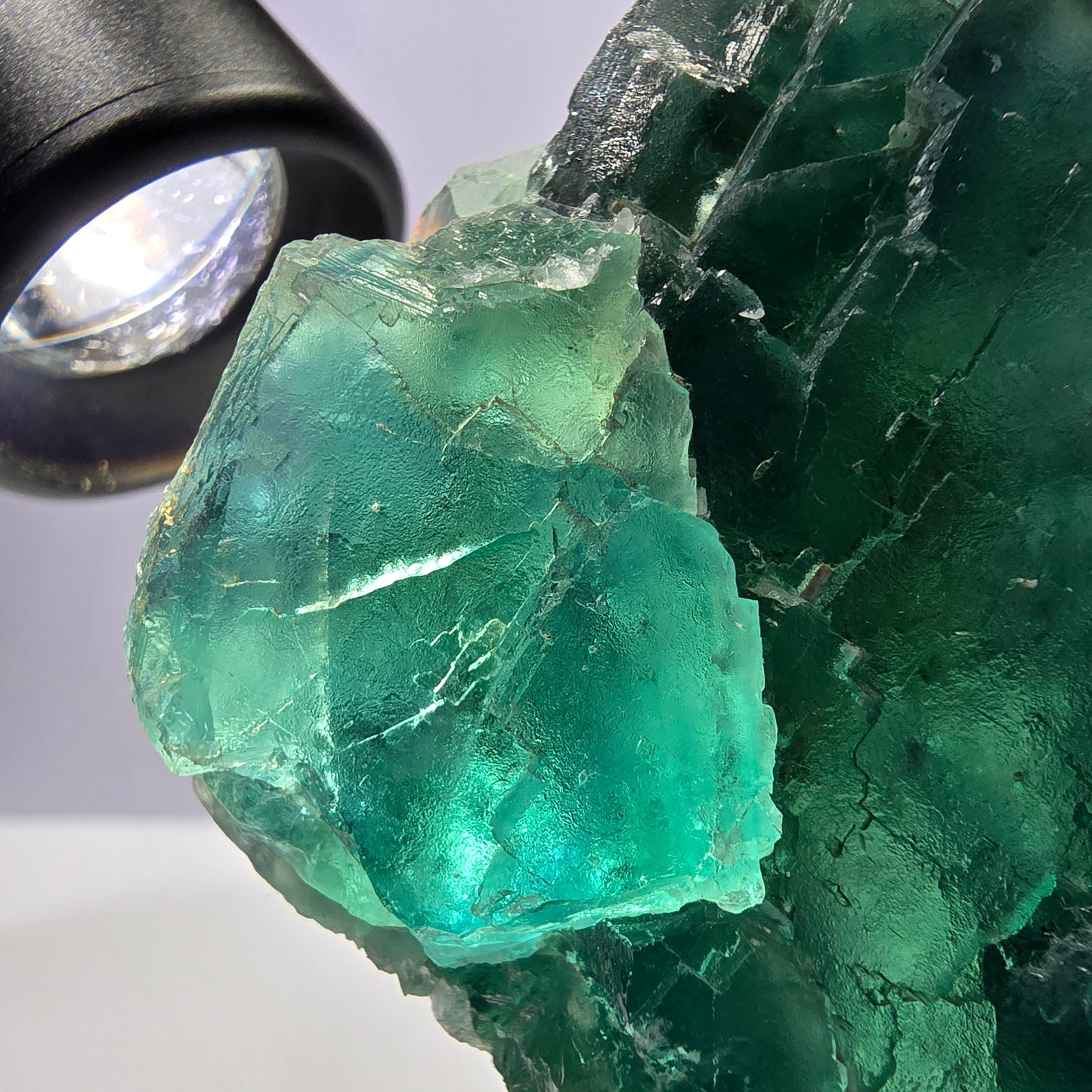 Rare spécimen de cube de fluorite fantôme, parqueté vert Okorusu, Namibie, 77 x 73 x 27 mm