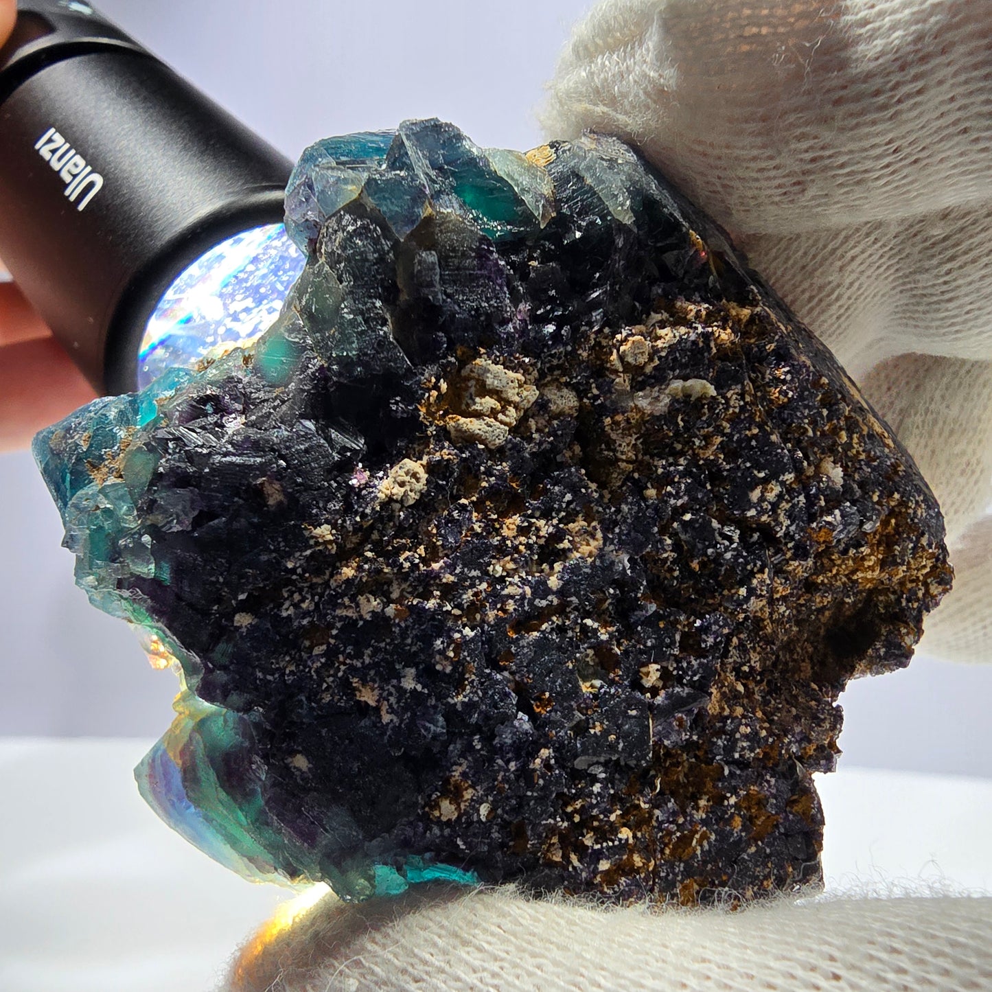 Rare spécimen de cube de fluorite fantôme, zonal – Nouvelle découverte ! Okorusu, Namibie, 67 x 62 x 27 mm