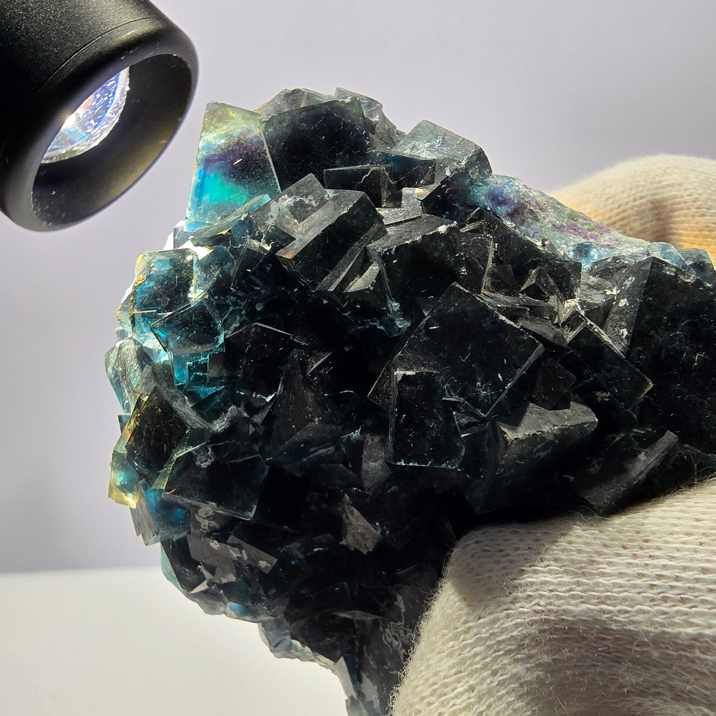 Grand spécimen de cube de fluorite fantôme zonal, nouvelle découverte ! Okorusu, Namibie, 97 x 62 x 36 mm