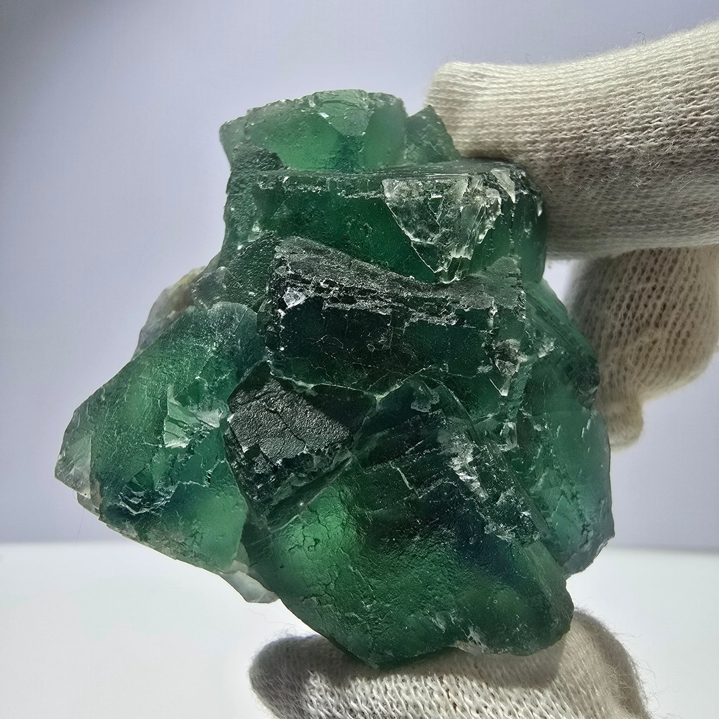 Rare spécimen de cube de fluorite fantôme, parqueté vert Okorusu, Namibie, 63 x 58 x 32 mm