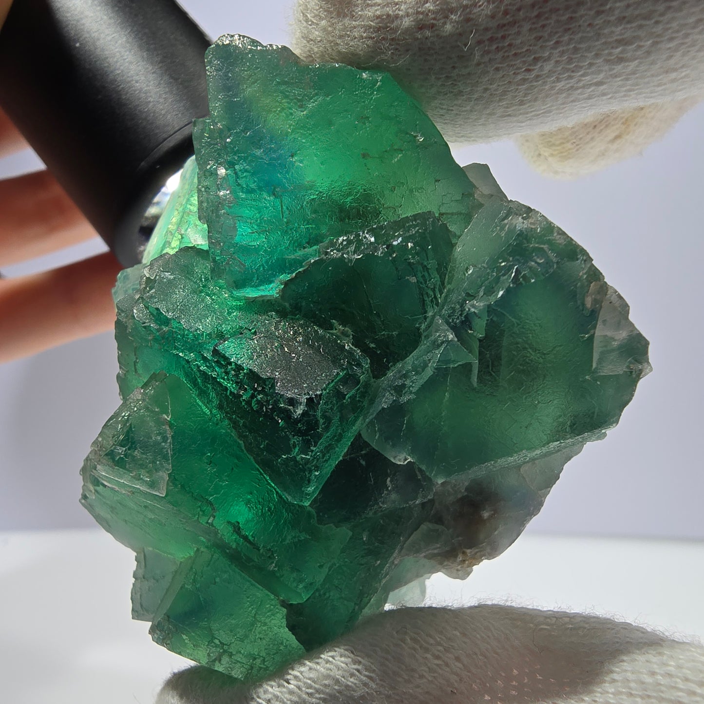 Rare spécimen de cube de fluorite fantôme, parqueté vert Okorusu, Namibie, 63 x 58 x 32 mm