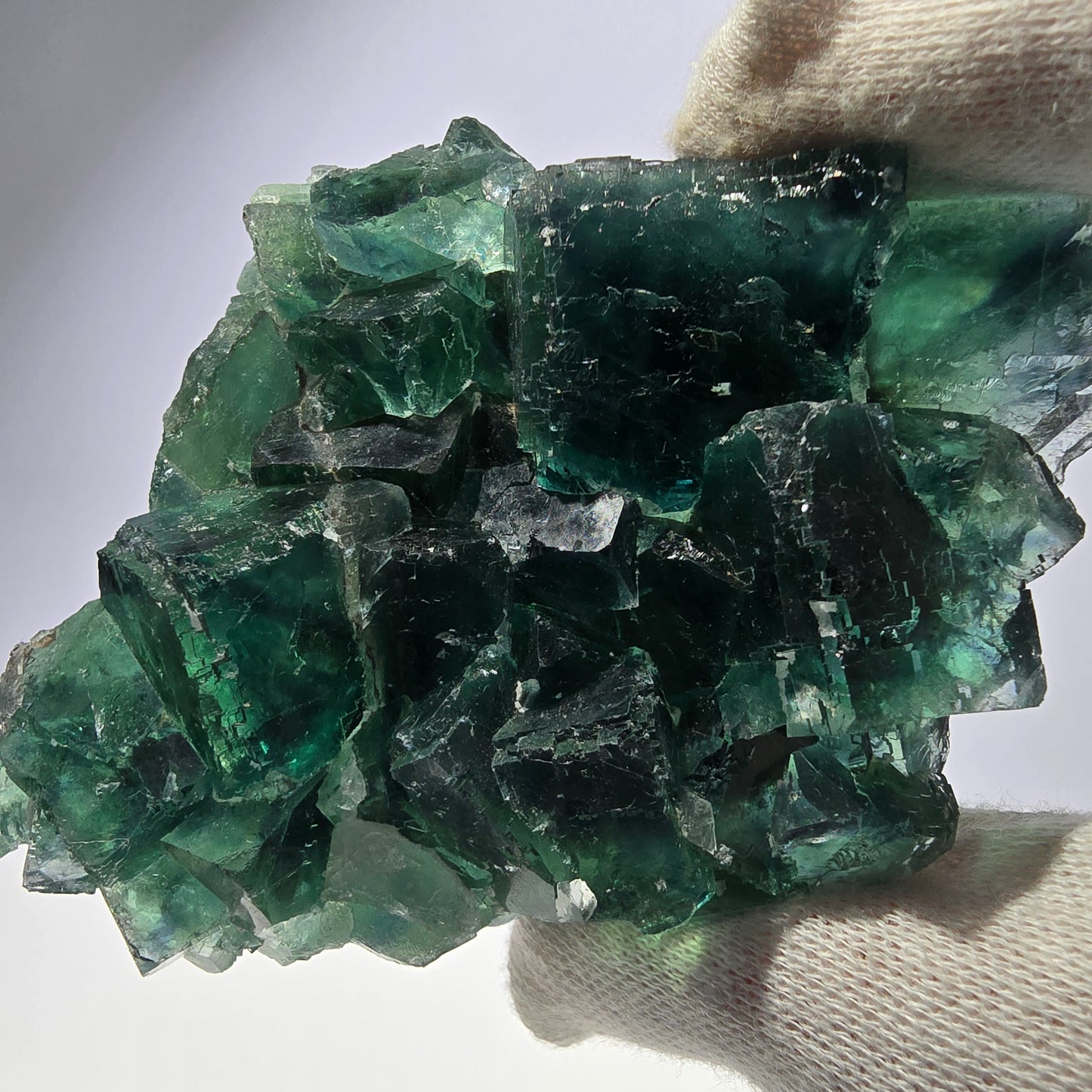 Grand cube de fluorite fantôme vert étagé Okorusu Namibie 102 x 78 x 28 mm