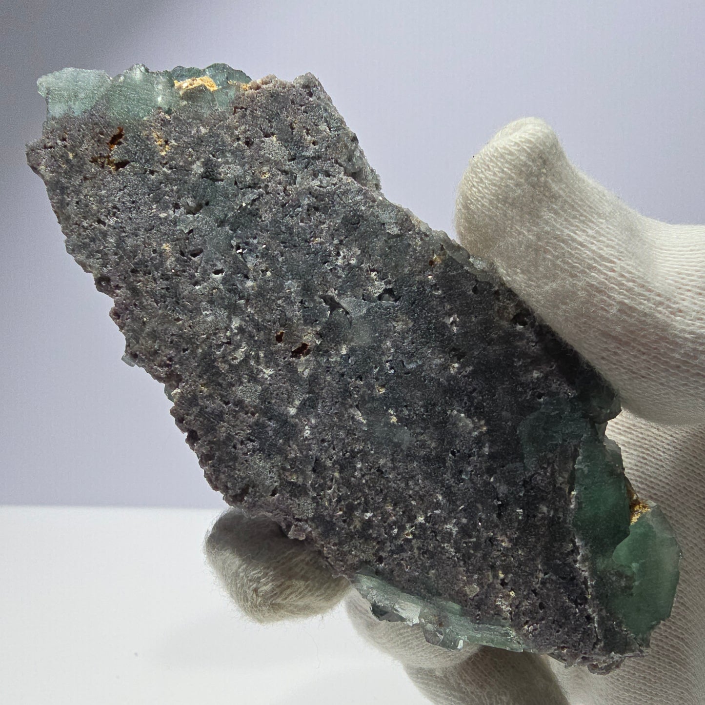 Grand cube de fluorite fantôme vert étagé Okorusu Namibie 105 x 45 x 36 mm