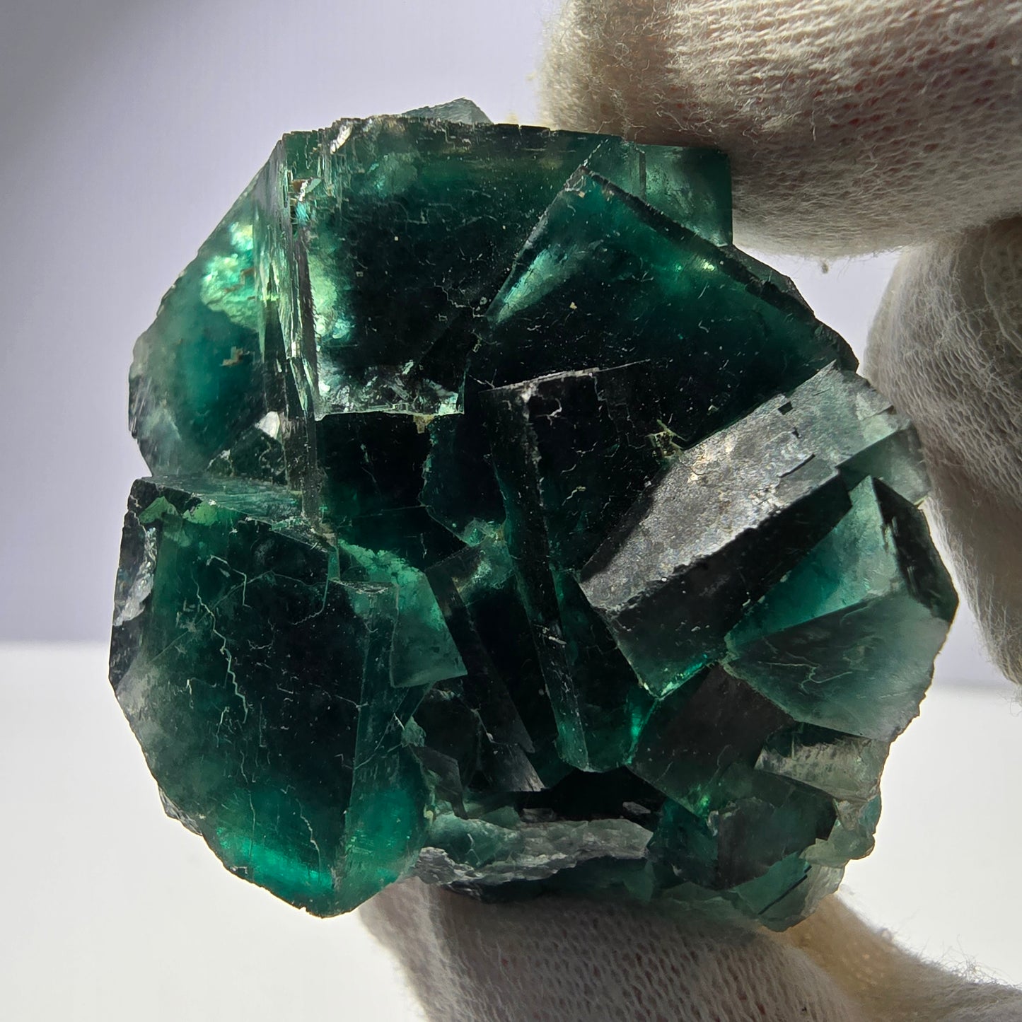 Rare spécimen de cube de fluorite fantôme, parqueté vert Okorusu, Namibie, 60 x 46 x 30 mm