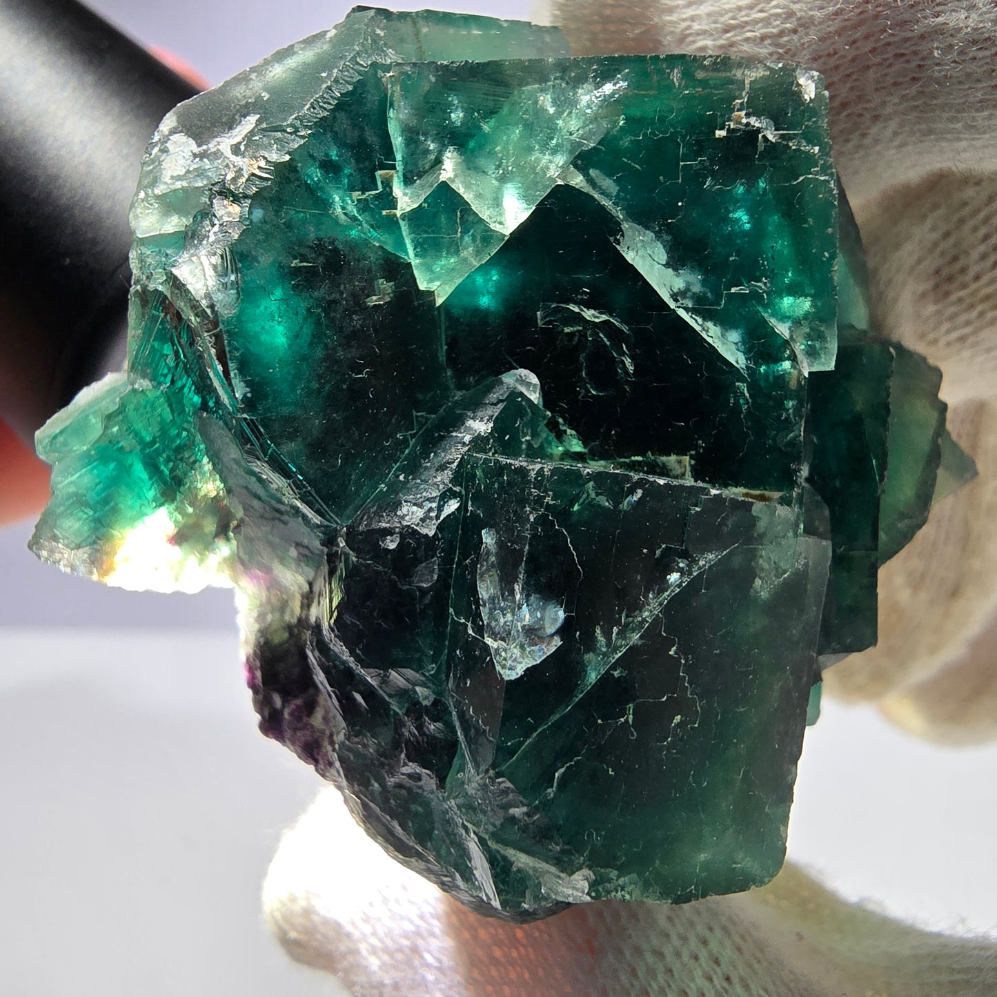 Rare spécimen de cube de fluorite fantôme, parqueté vert Okorusu, Namibie, 60 x 46 x 30 mm