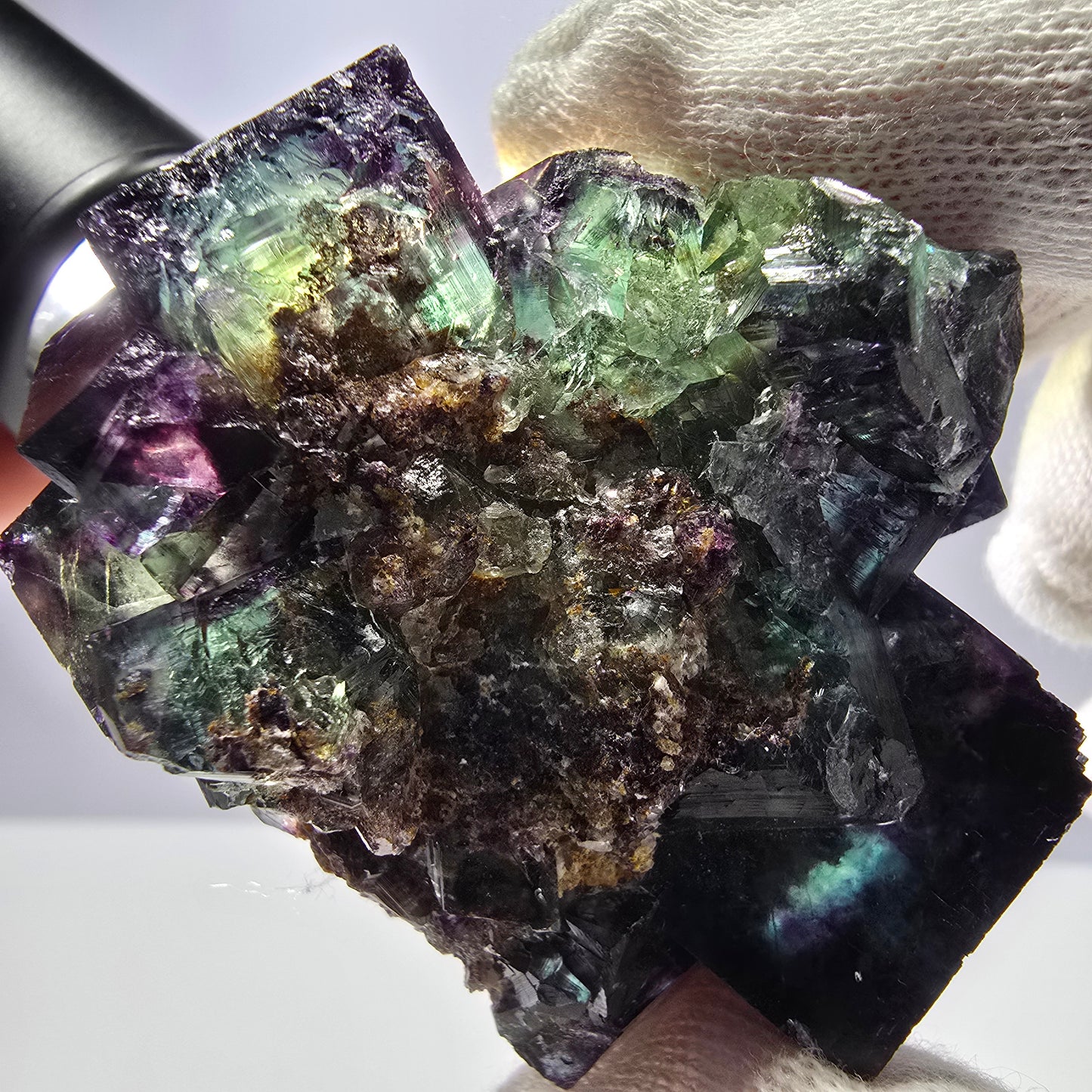 Rare Phantom Fluorite Cube Specimen green purple zonal Okorusu Namibia 63*53*38mm
