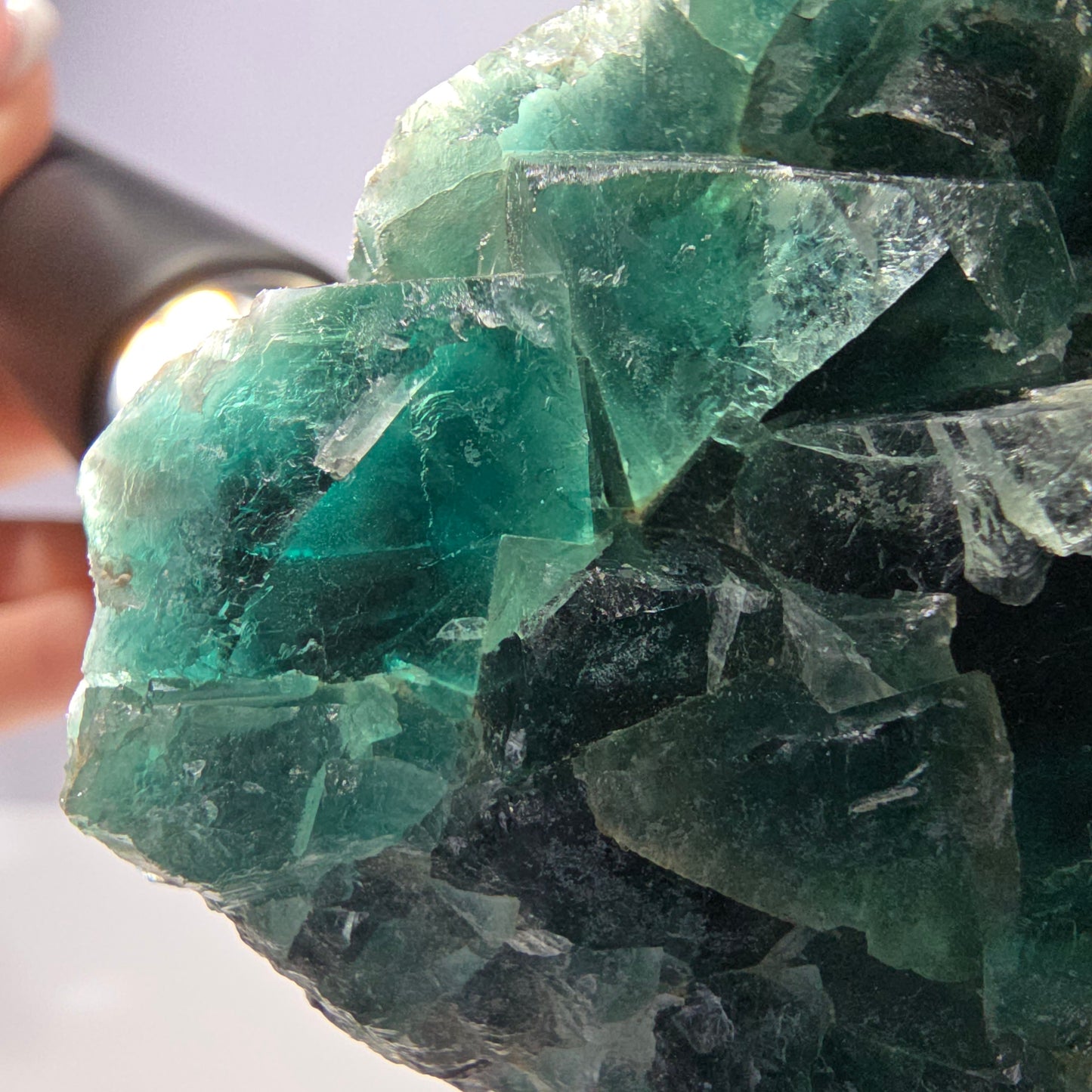 Rare spécimen de cube de fluorite fantôme, vert violet Okorusu Namibie 75*59*25 mm