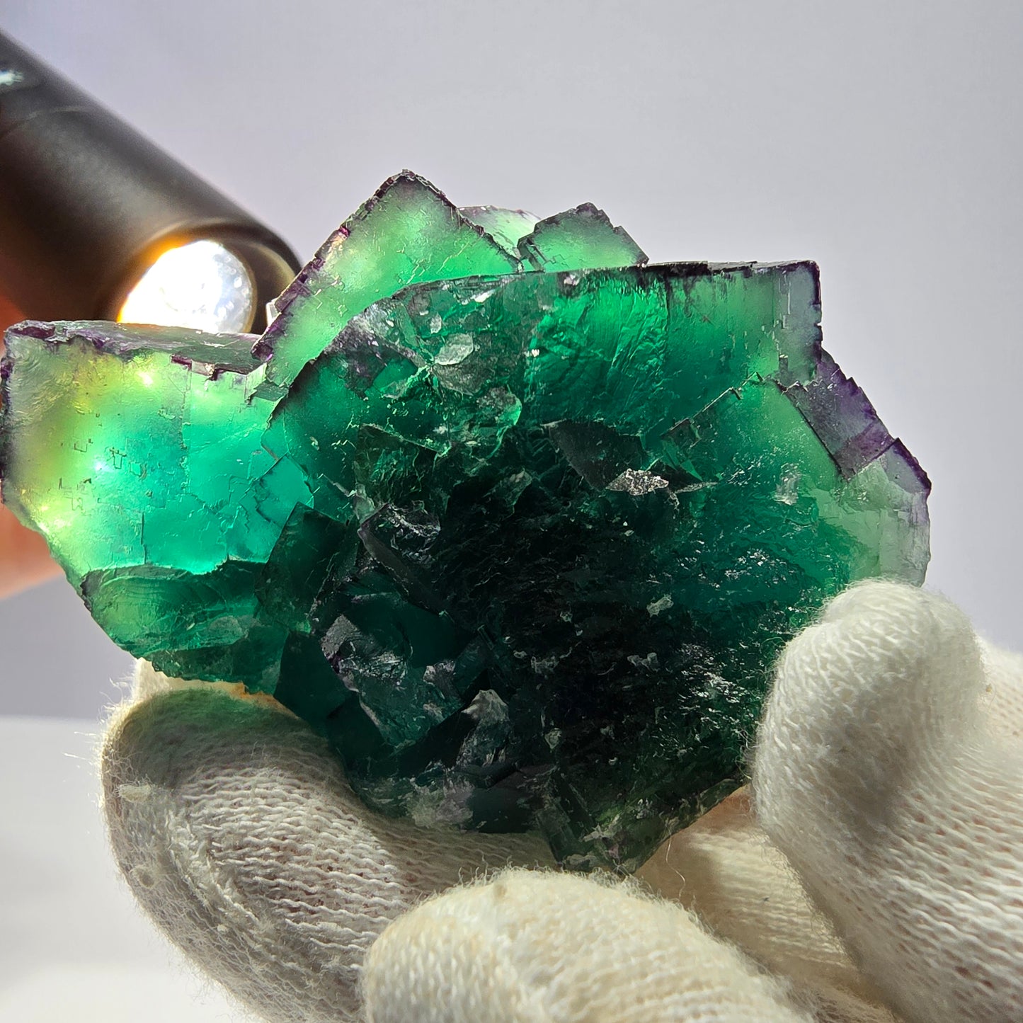 Phantom Fluorit Würfel Stufe parkettiert zonal Okorusu Namibia 63*45*28mm