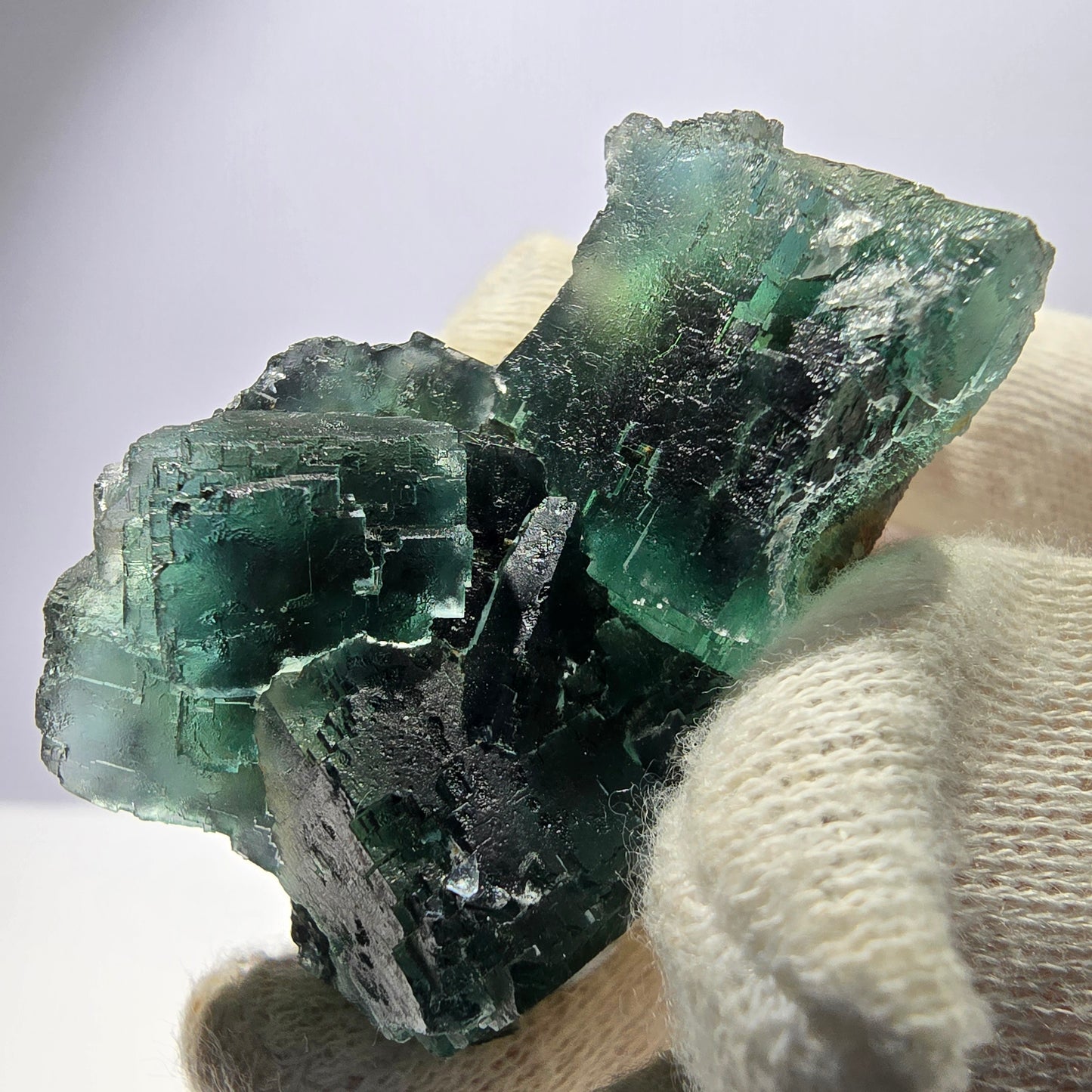 Rare spécimen de cube de fluorite fantôme, parqueté vert Okorusu, Namibie, 47 x 31 x 28 mm