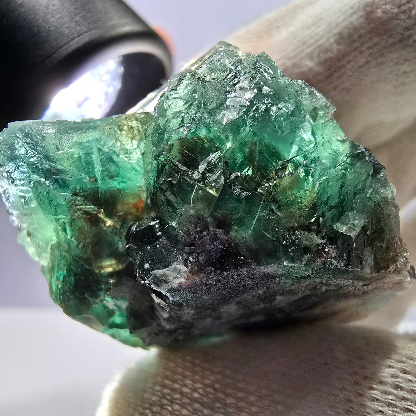 Rare spécimen de cube de fluorite fantôme, parqueté vert Okorusu, Namibie, 47 x 31 x 28 mm