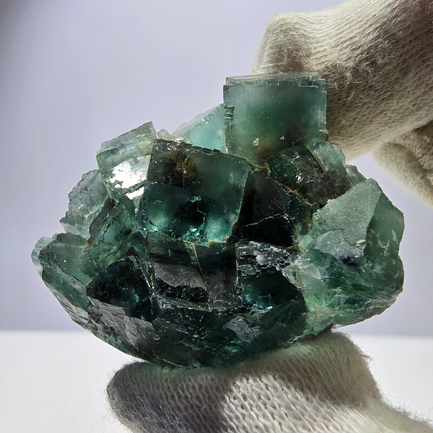Rare spécimen de cube de fluorite fantôme, parqueté vert Okorusu, Namibie, 43 x 39 x 20 mm