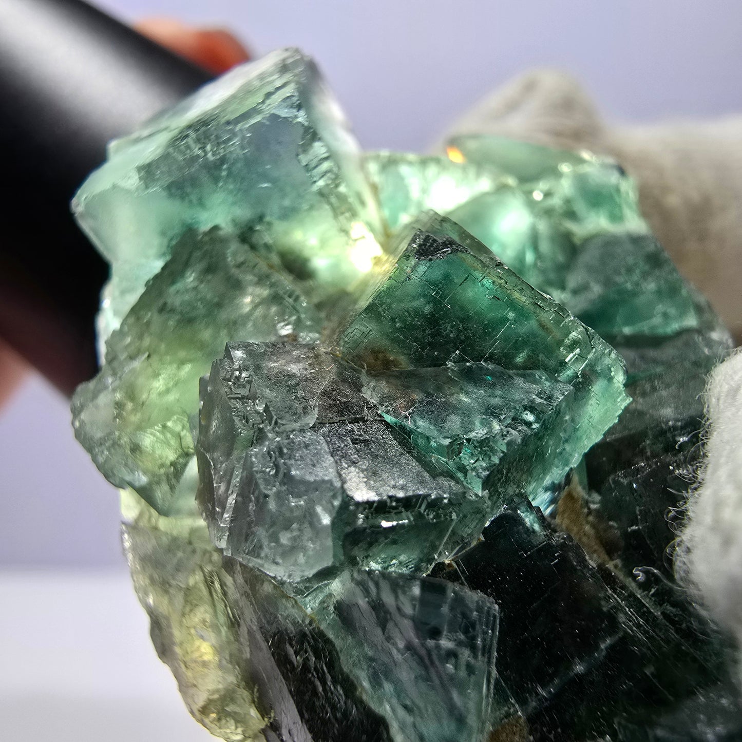 Rare spécimen de cube de fluorite fantôme, parqueté vert Okorusu, Namibie, 43 x 39 x 20 mm