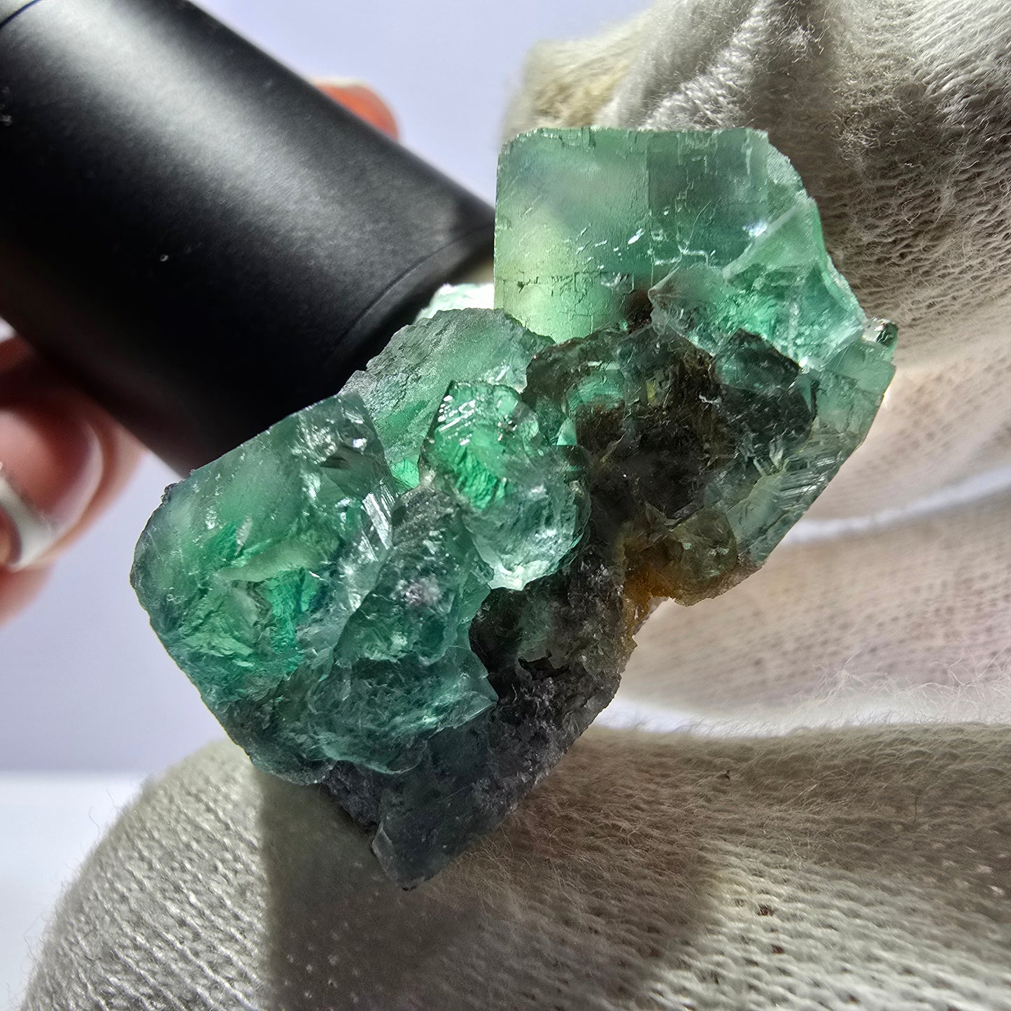 Rare spécimen de cube de fluorite fantôme, parqueté vert Okorusu, Namibie, 43 x 39 x 20 mm