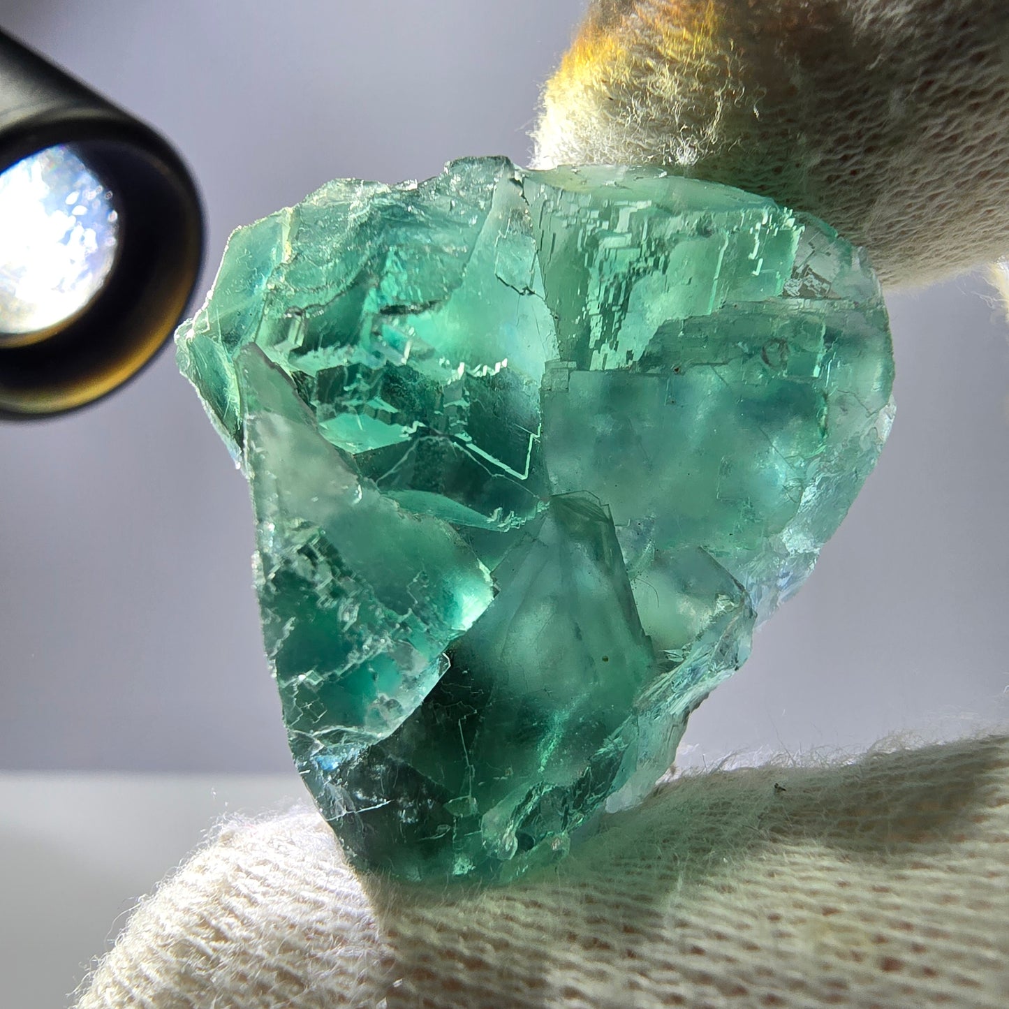 Rare spécimen de cube de fluorite fantôme, parqueté vert Okorusu, Namibie, 38 x 33 x 21 mm
