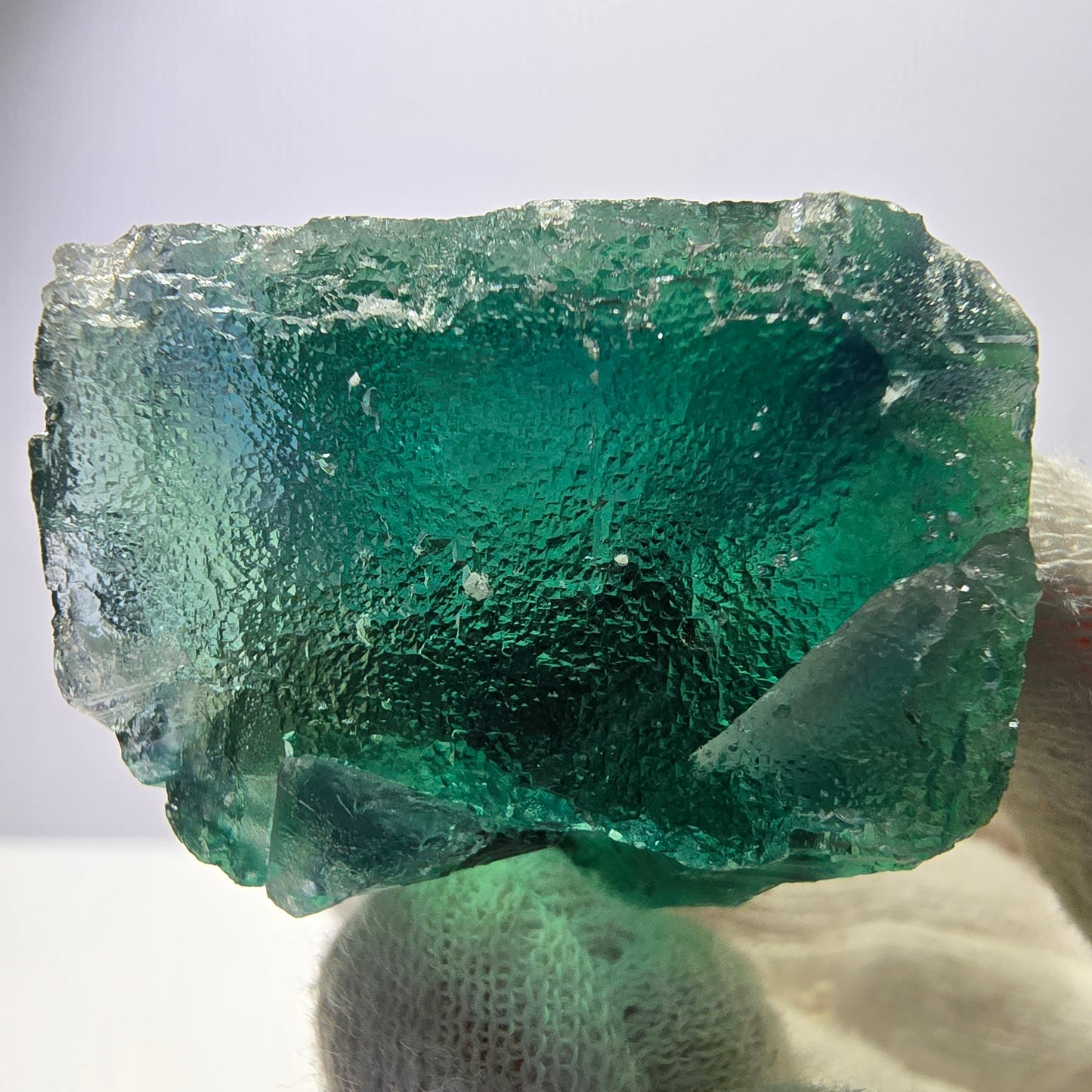 Rare spécimen de cube de fluorite fantôme, parqueté vert Okorusu, Namibie, 36 x 35 x 31 mm
