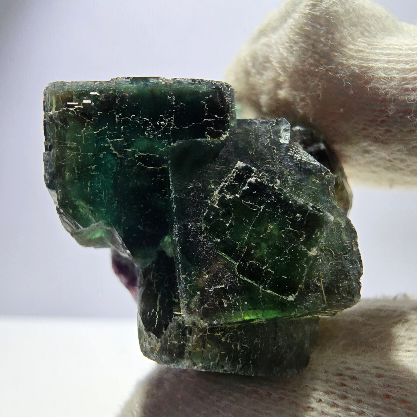 Rare spécimen de cube de fluorite fantôme, parqueté vert Okorusu, Namibie, 34 x 31 x 20 mm