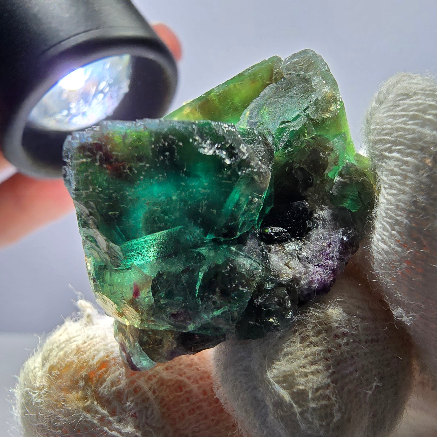 Rare spécimen de cube de fluorite fantôme, parqueté vert Okorusu, Namibie, 34 x 31 x 20 mm