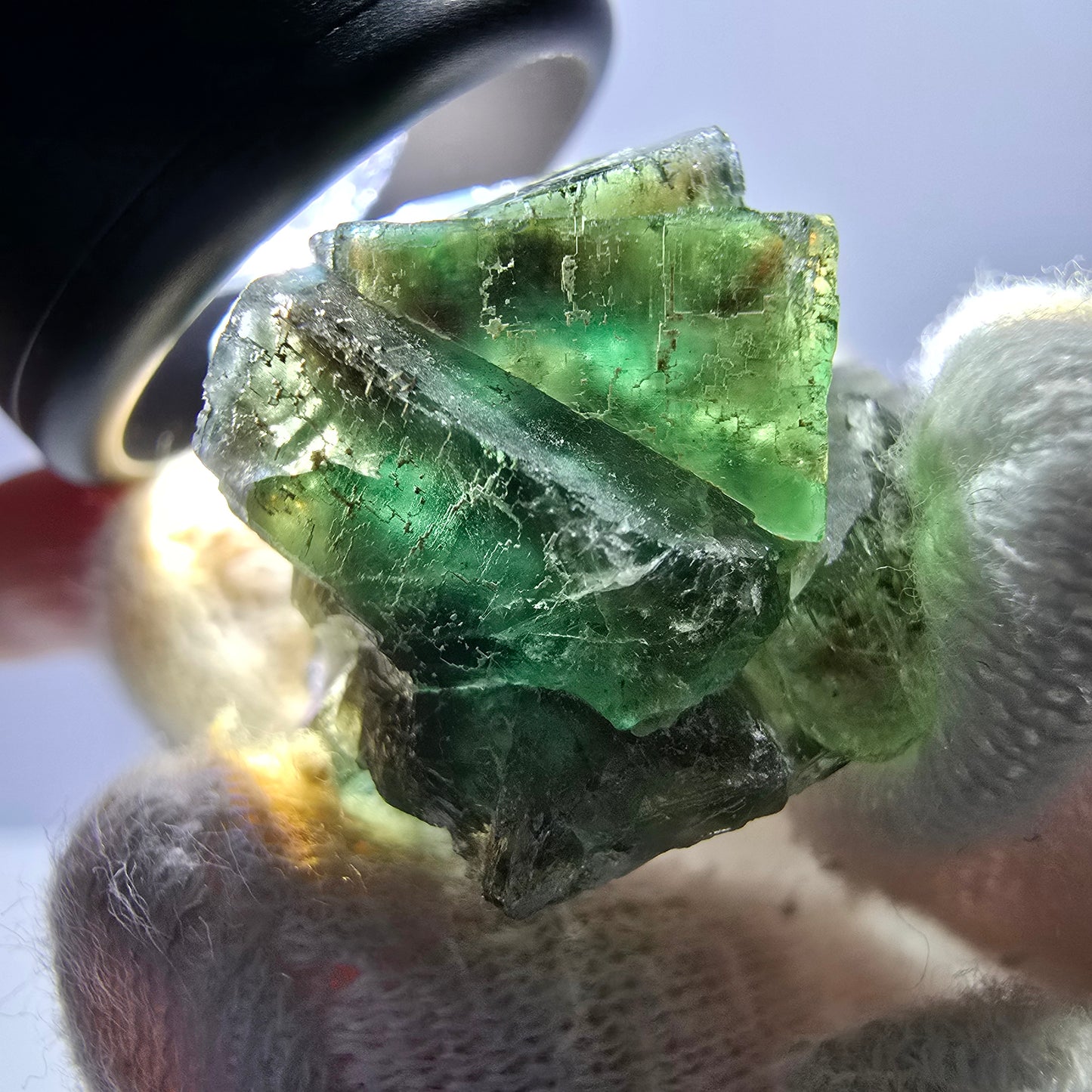 Rare spécimen de cube de fluorite fantôme, parqueté vert Okorusu, Namibie, 34 x 31 x 20 mm
